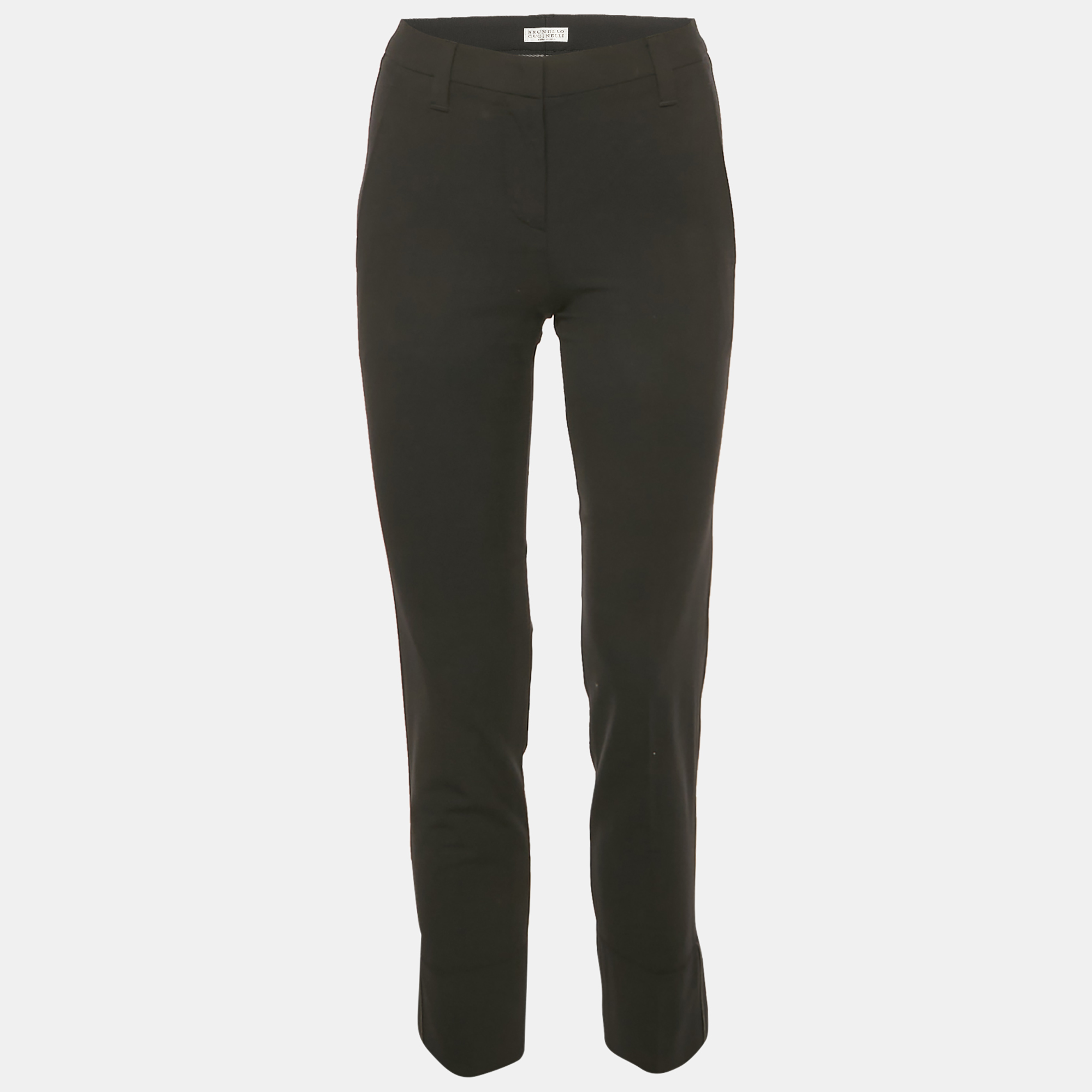

Brunello Cucinelli Black Wool Monili Hem Trousers XS