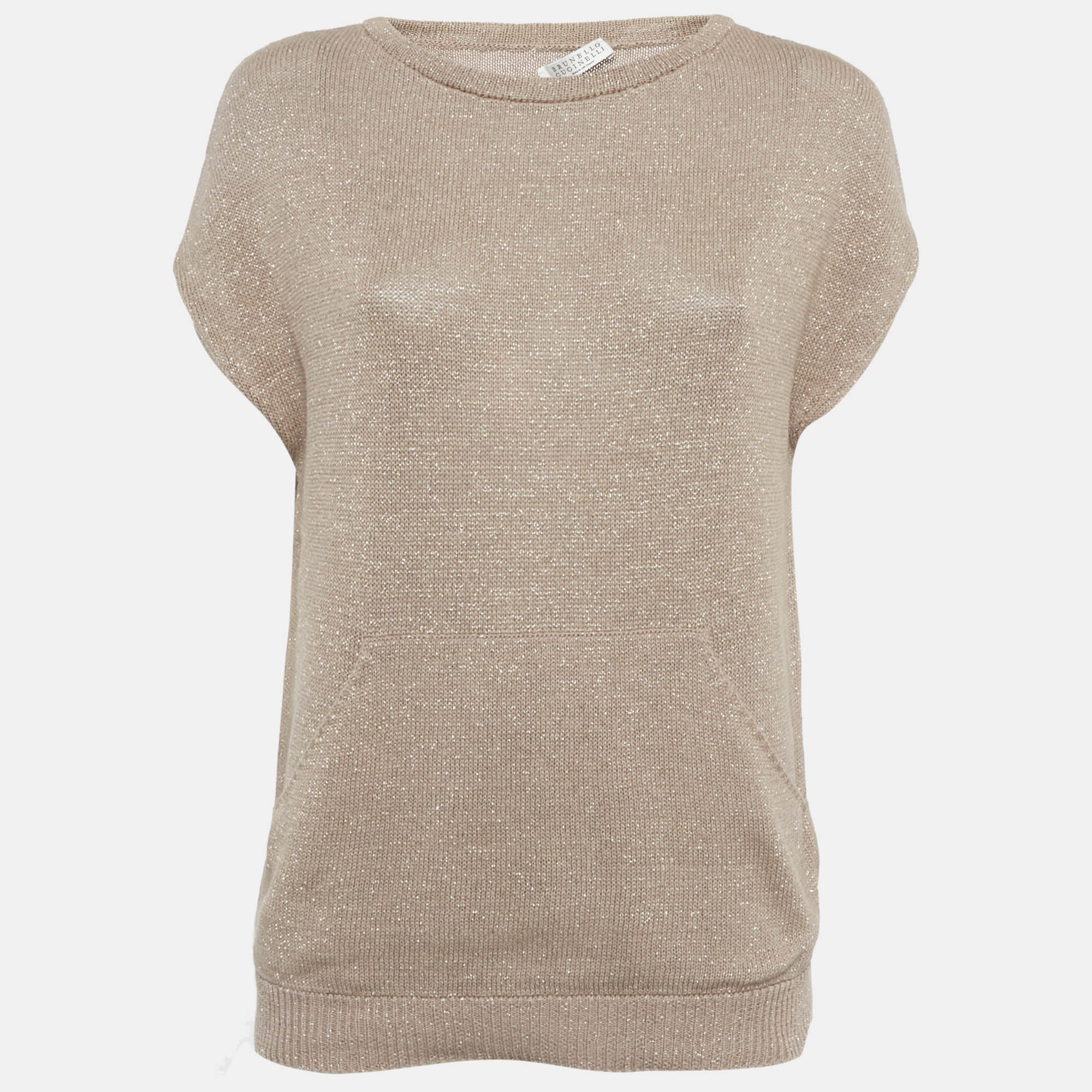 

Brunello Cucinelli Beige Lurex Rib Knit Top XS