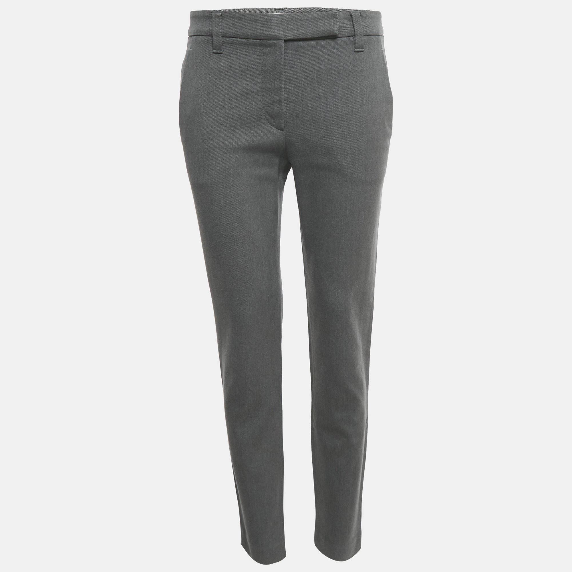 Pre-owned Brunello Cucinelli Grey Gabardine Formal Trousers M In Gray