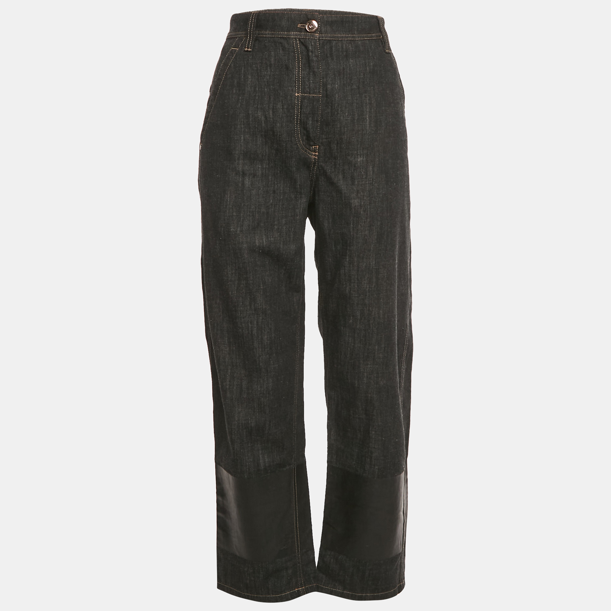 Pre-owned Brunello Cucinelli Black Denim Straight Leg Jeans M/waist 32"
