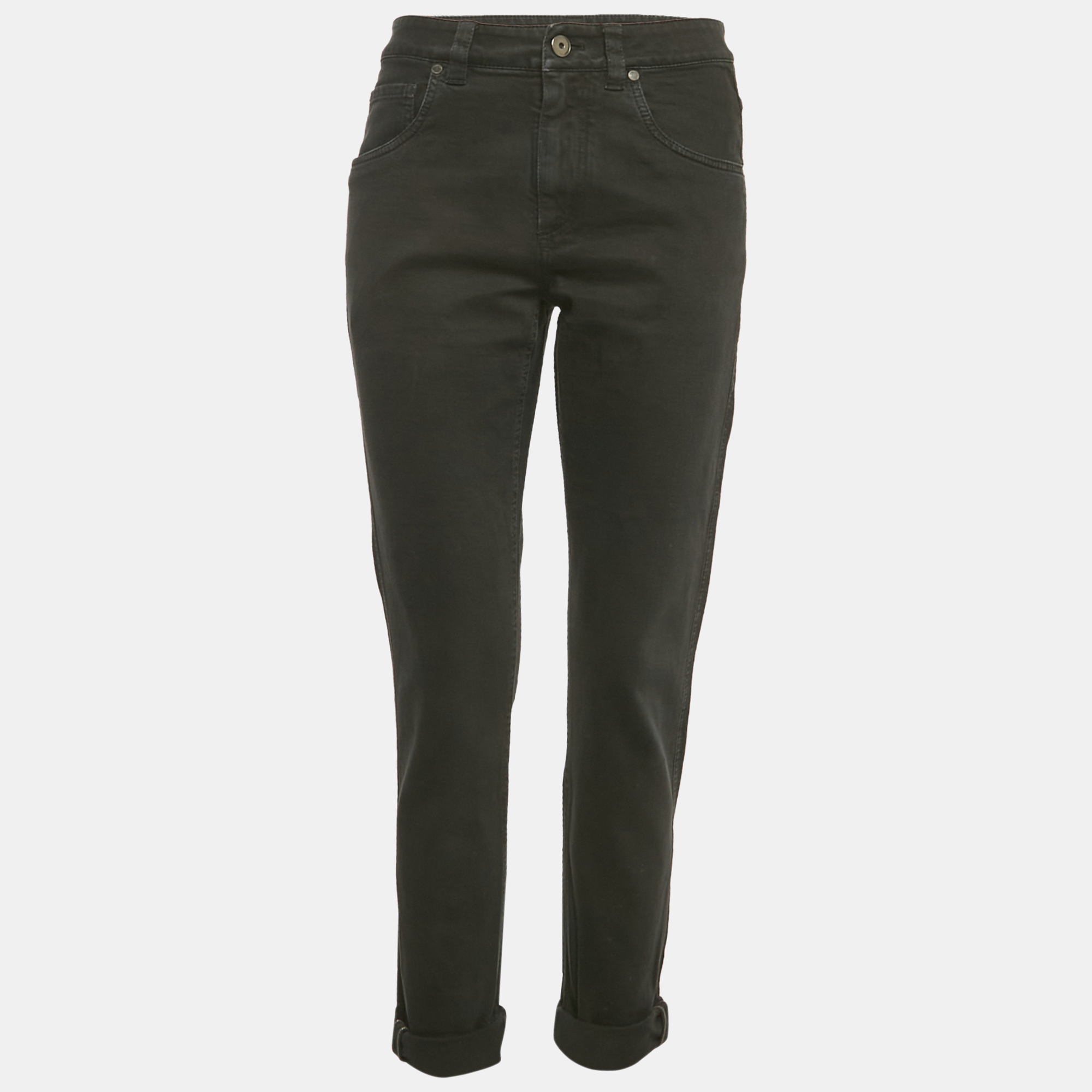 

Brunello Cucinelli Black Denim Straight Leg Mid Rise Jeans S/Waist 27"