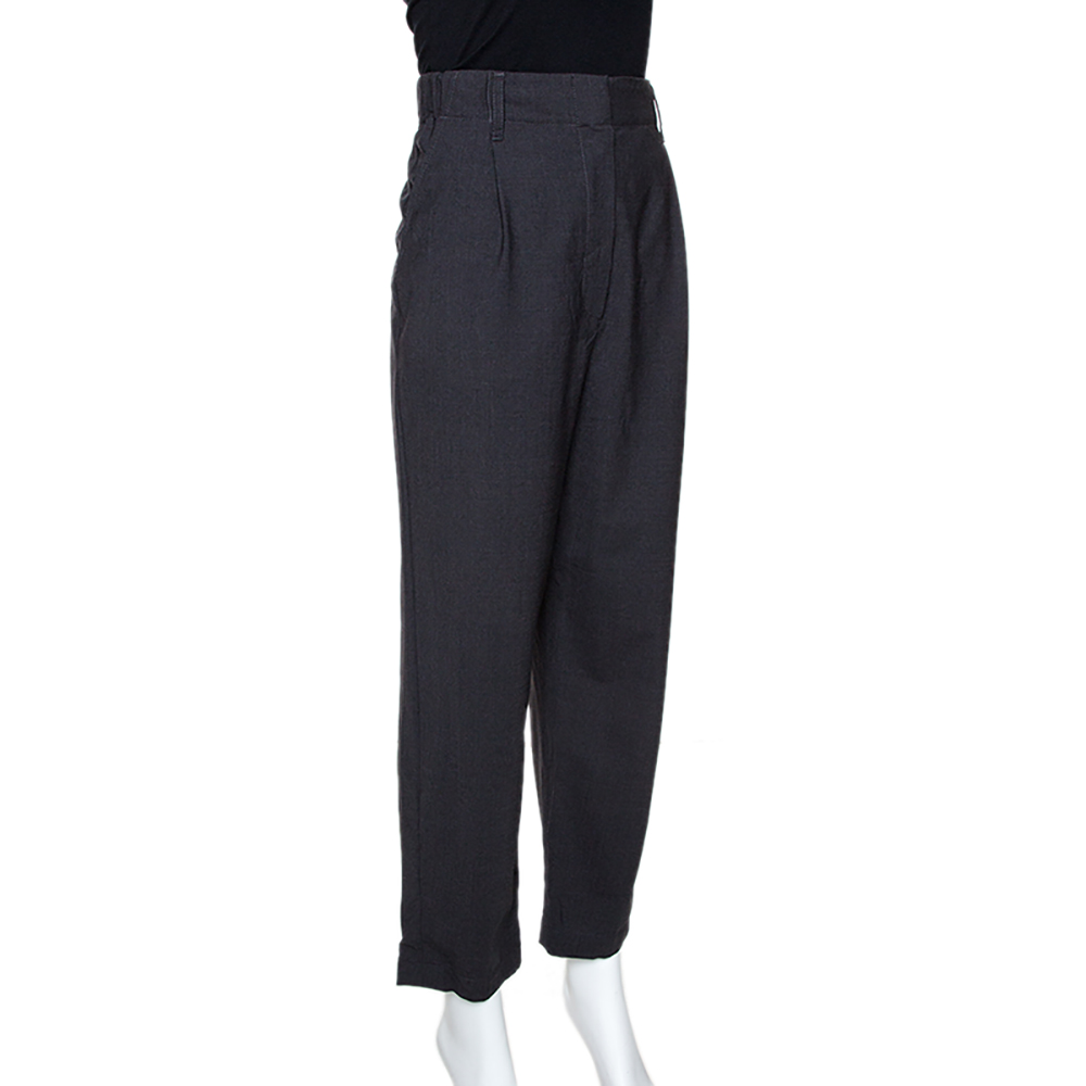 

Brunello Cucinelli Dark Grey Wool High Waisted Tapered Trousers