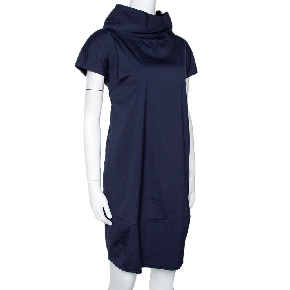 

Brunello Cucinelli Navy Blue Stretch Cotton Shift Dress