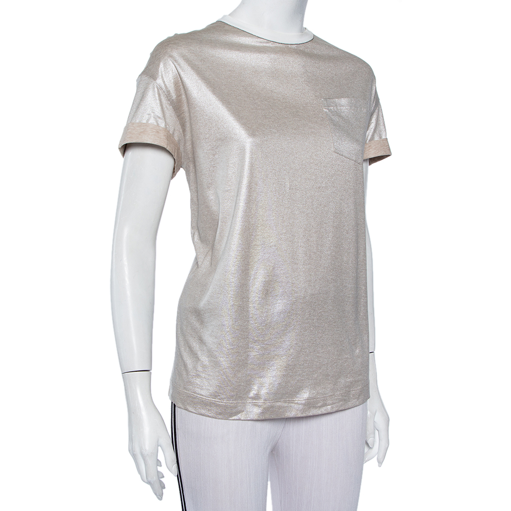 

Brunello Cucinelli Metallic Cotton Crewneck T-Shirt