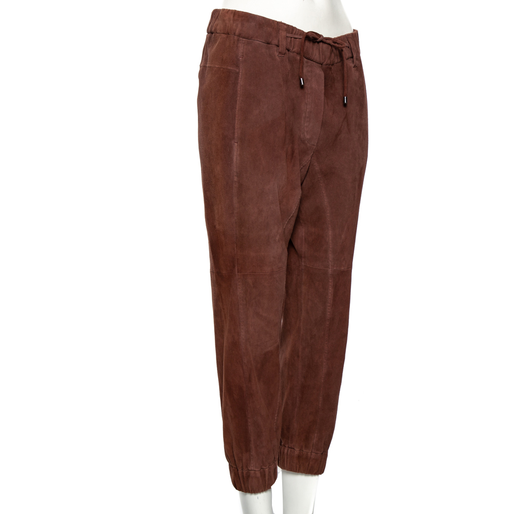 

Brunello Cucinelli Brown Suede Elasticized Waist Detailed Pants