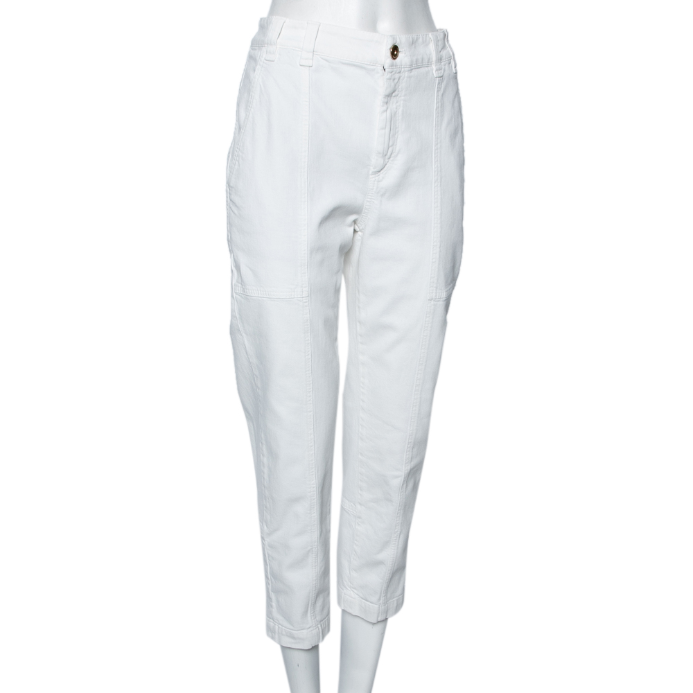 

Brunello Cucinelli White Cotton Cropped Cargo Pants