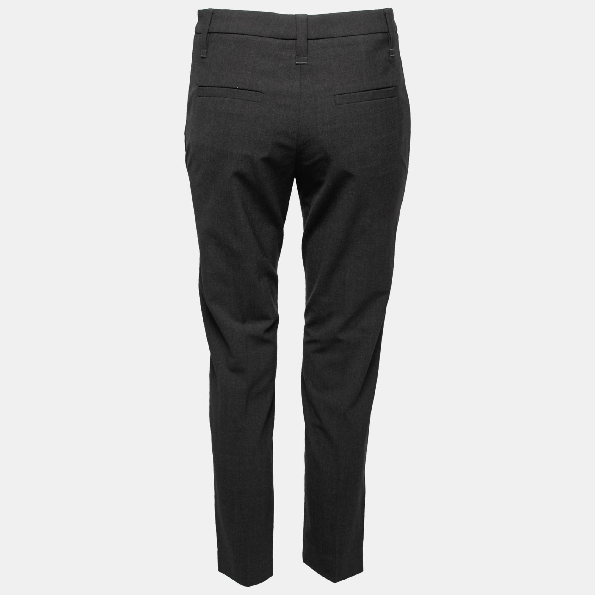 

Brunello Cucinelli Charcoal Grey Wool Tapered-Leg Trousers