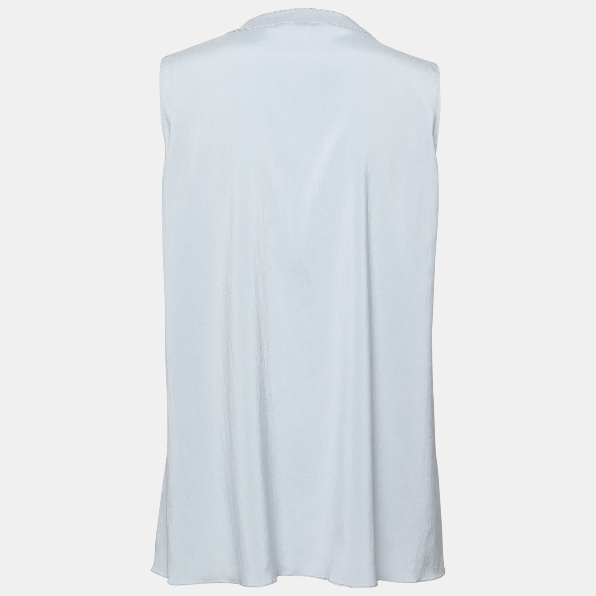 

Brunello Cucinelli Grey Silk Beaded Neck Detail Sleeveless Top