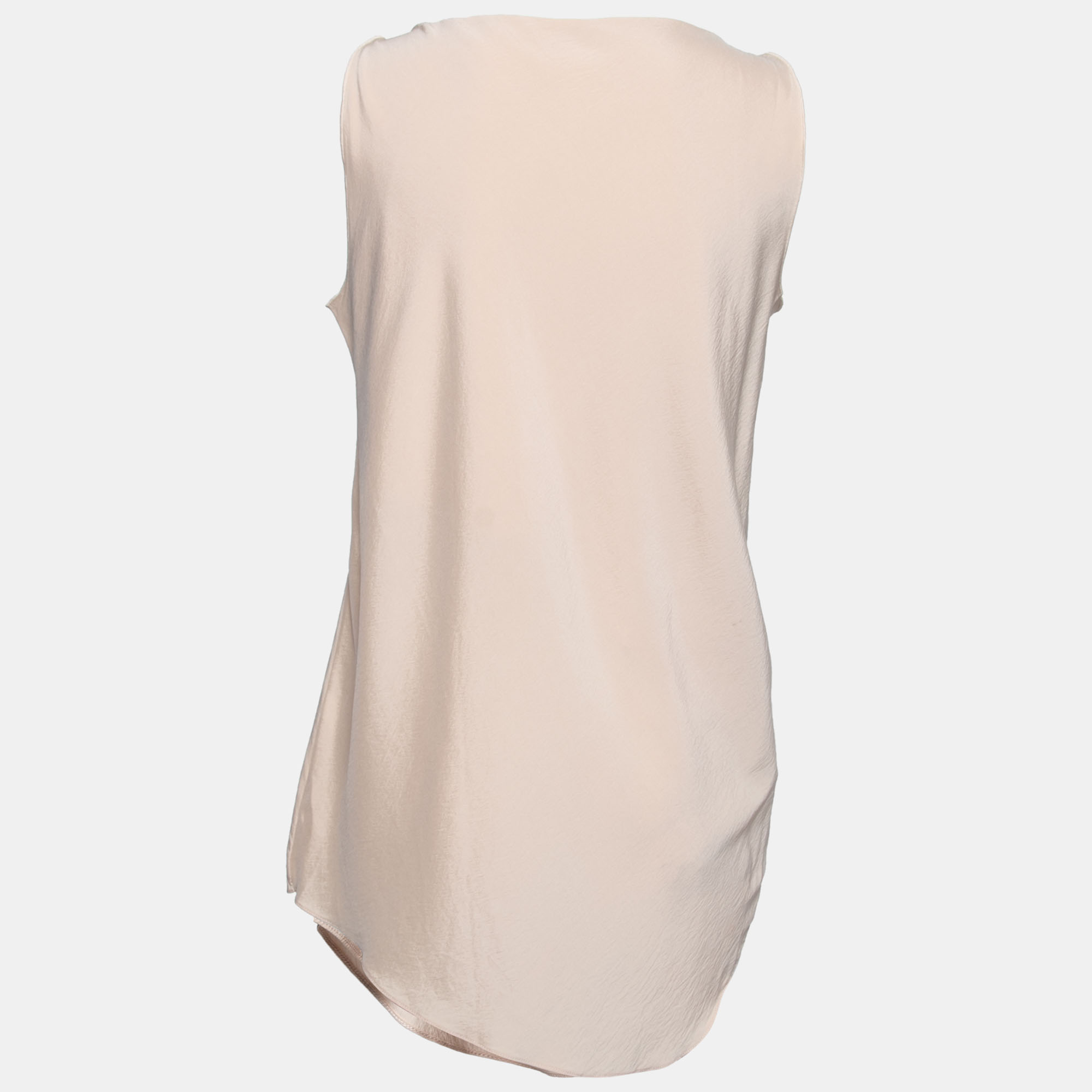 

Brunello Cucinelli Cream Silk Draped Sleeveless Top
