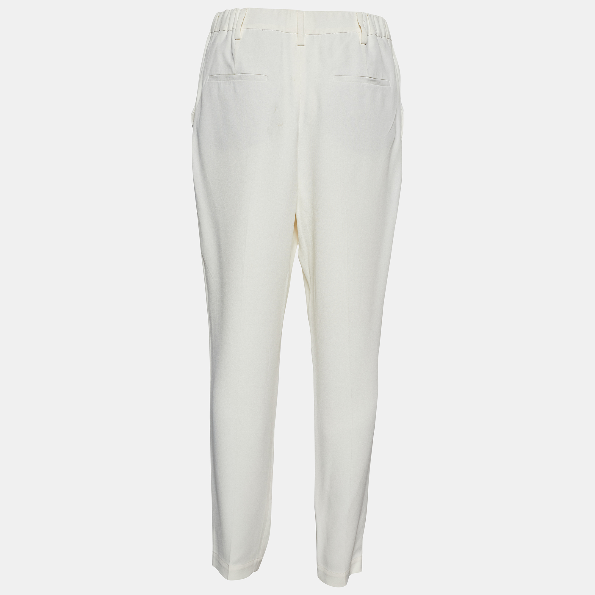 

Brunello Cucinelli Ivory Silk Crepe Elasticized Waist Pants, White