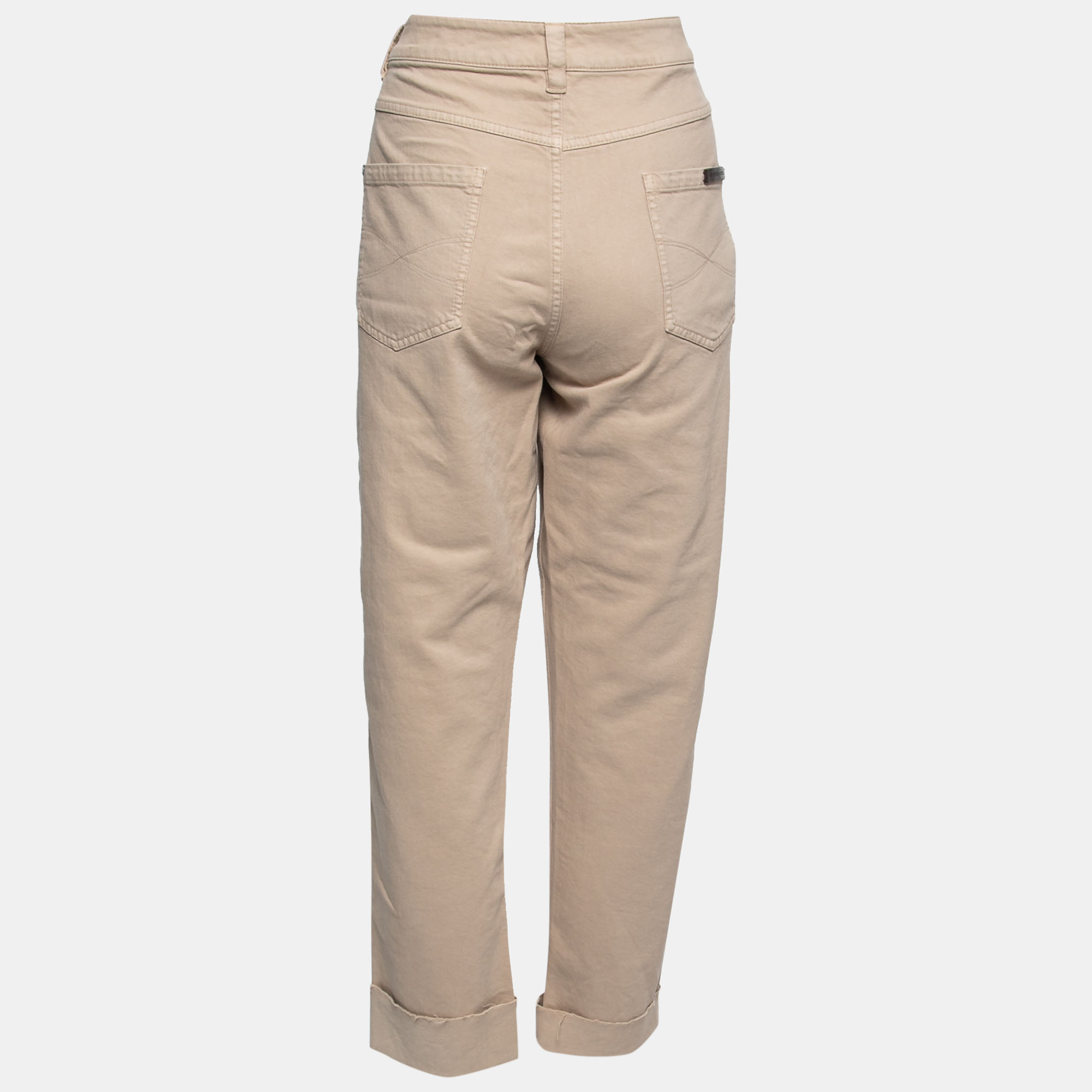 

Brunello Cucinelli Beige Cotton Bead Trim Detail Trousers