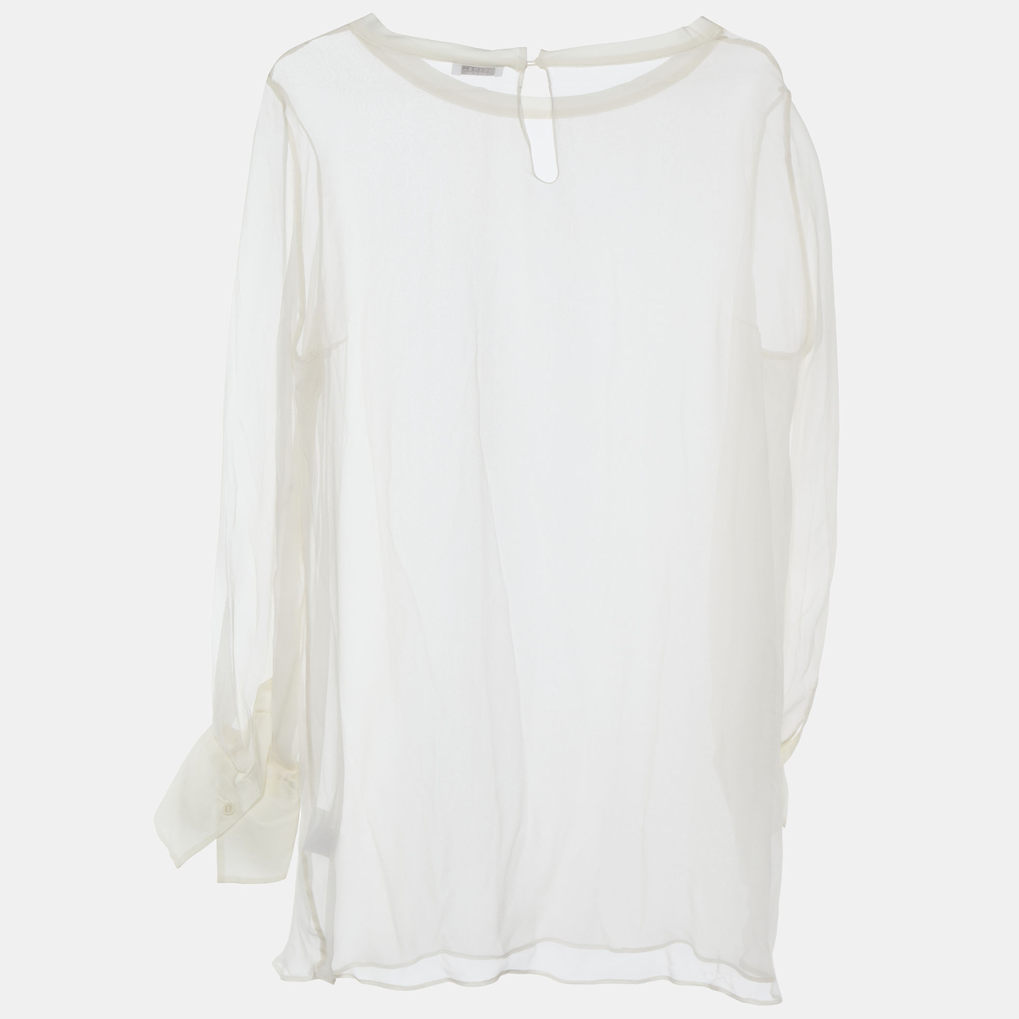 

Brunello Cucinelli Cream Silk Sheer Tunic