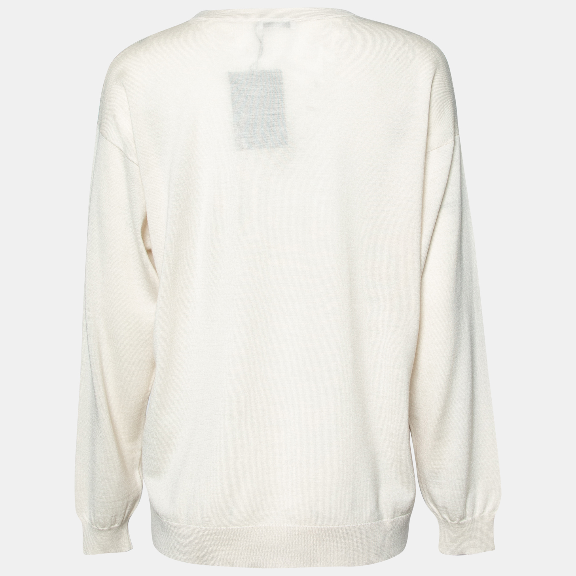 

Brunello Cucinelli Light Cream Wool & Cashmere Round Neck Sweater