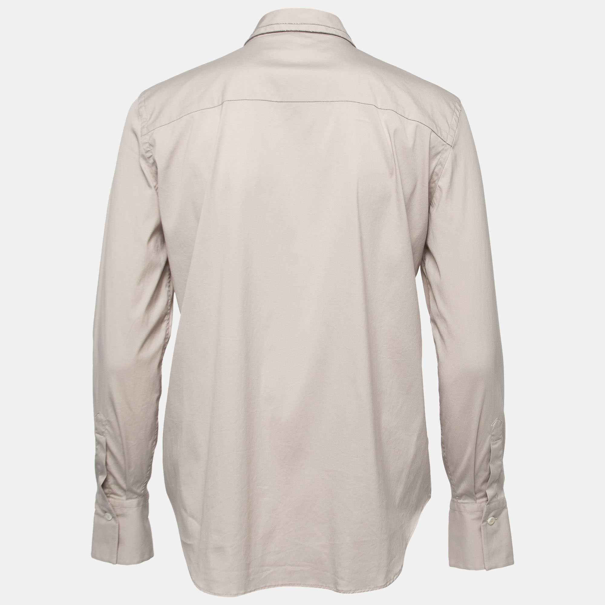 

Brunello Cucinelli Beige Cotton Stretch Button Front Shirt