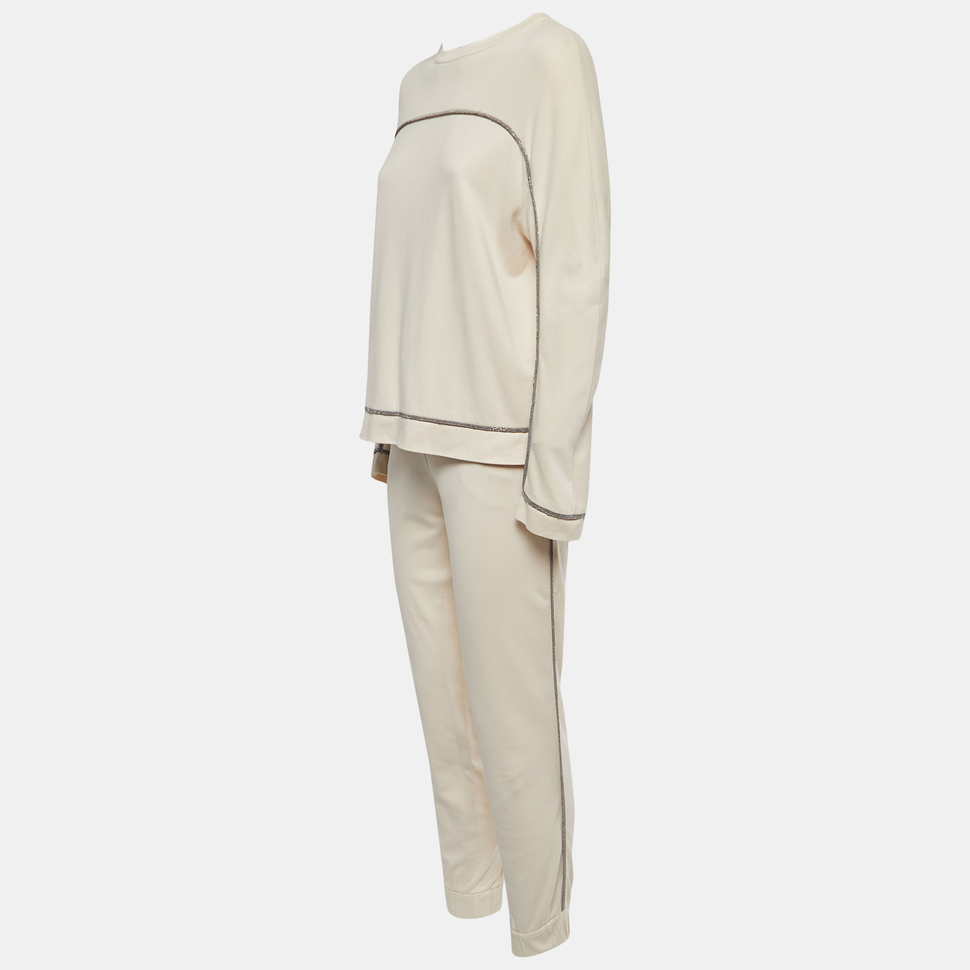 

Brunello Cucinelli Cream Stretch Cotton Top & Joggers Set