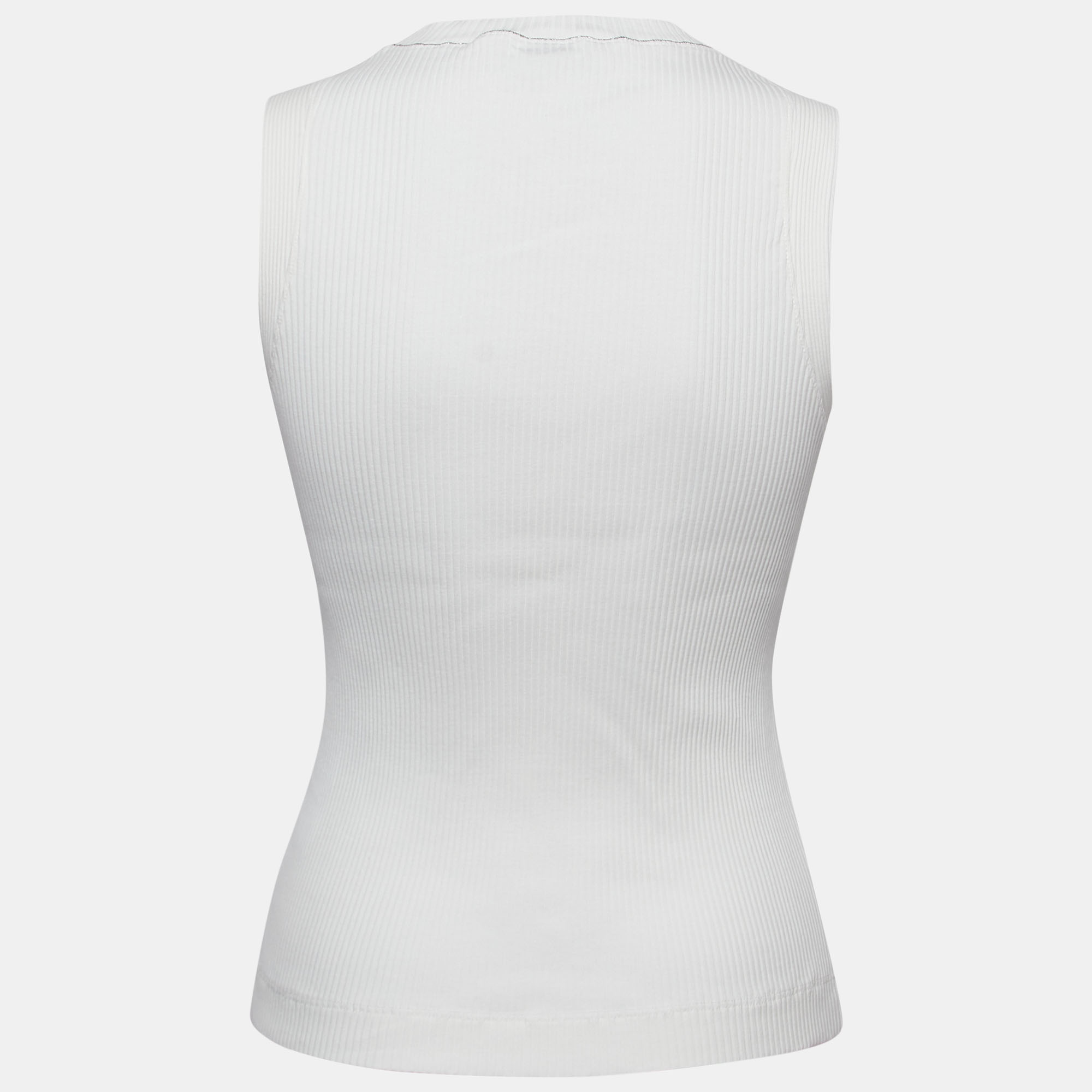 

Brunello Cucinelli White Rib-Knit Tank Top