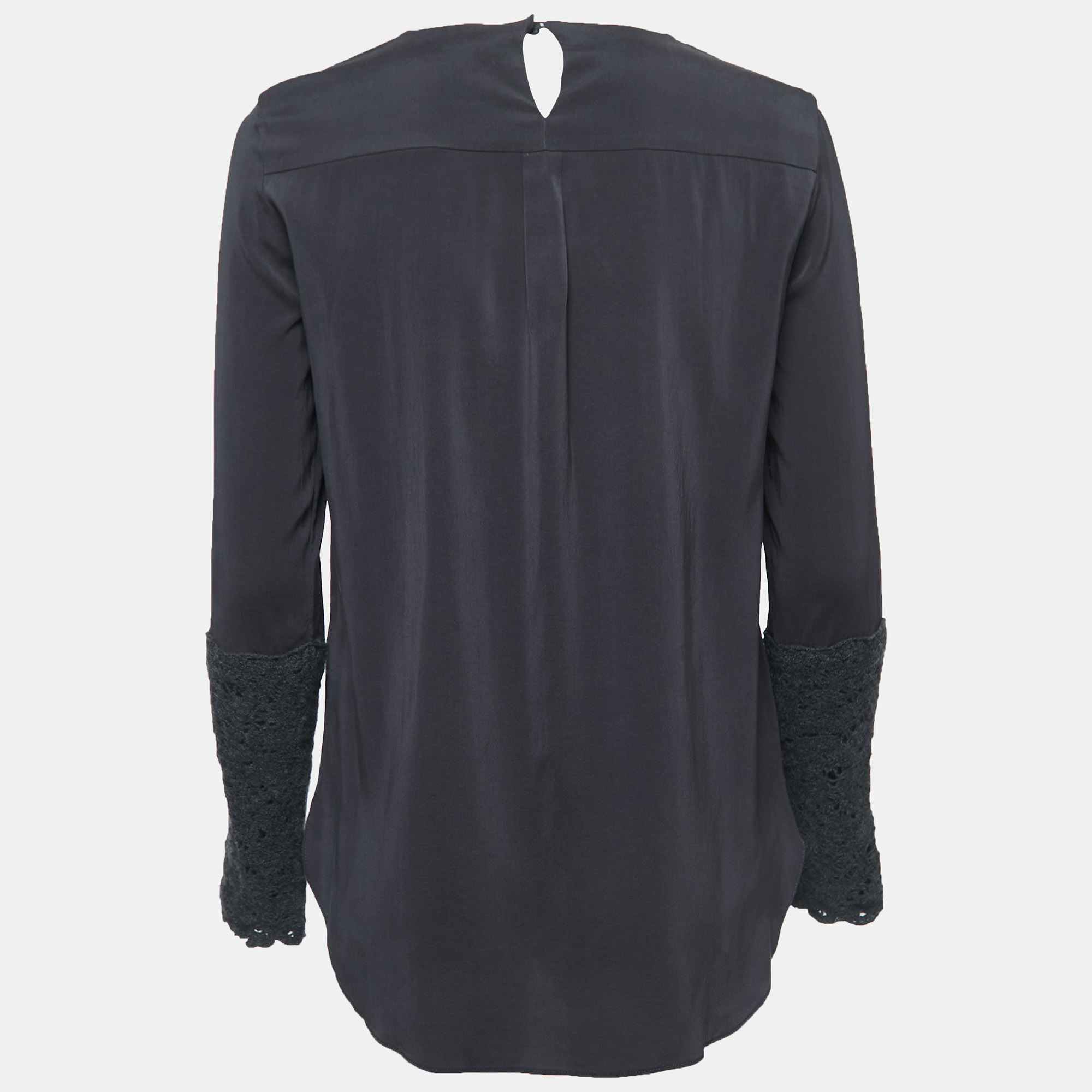 

Brunello Cucinelli Grey Stretch Silk Long Sleeve Blouse