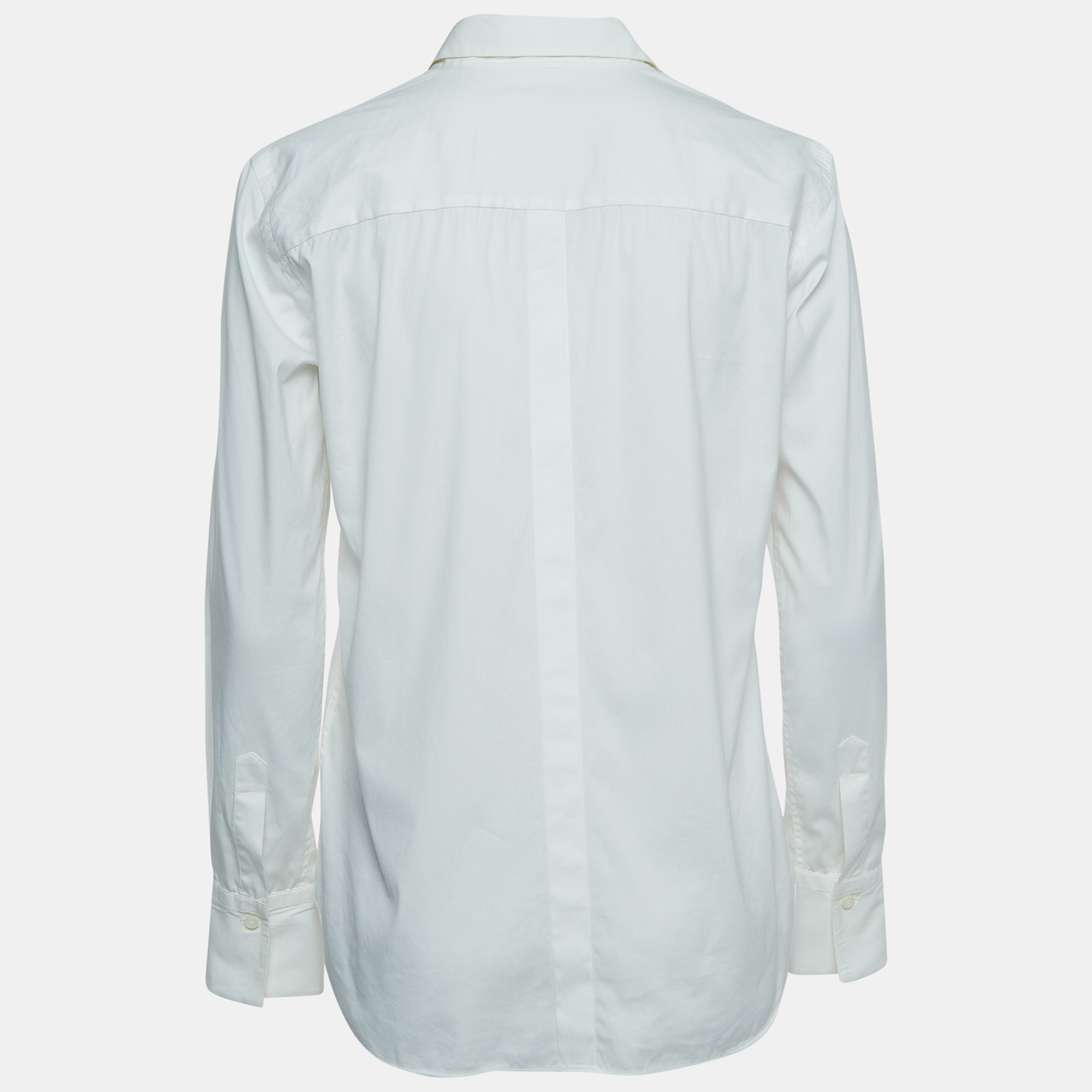 

Brunello Cucinelli Off White Embellished Cotton Blend Button Front Shirt