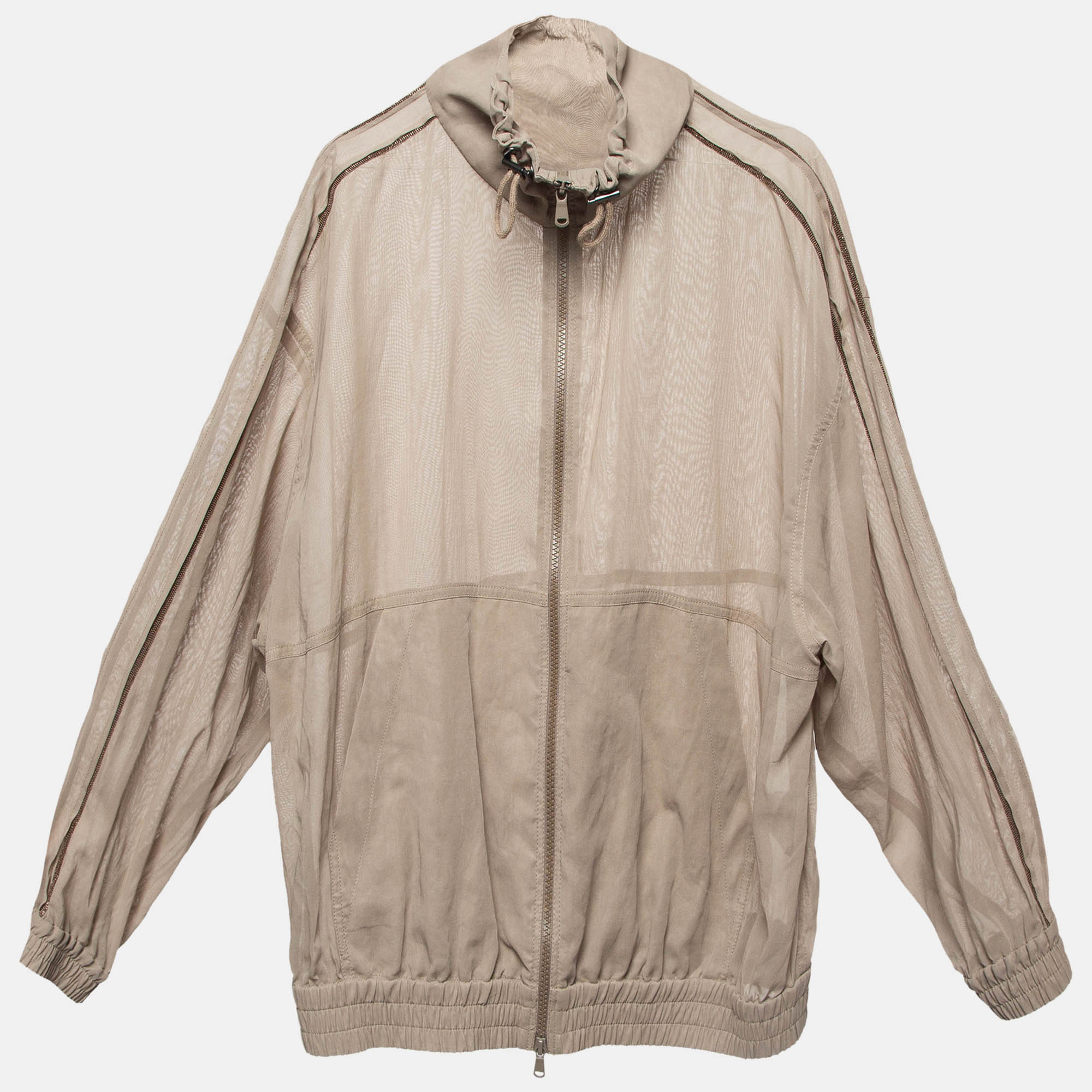 

Brunello Cucinelli Beige Cotton Sheer Zip-Up Jacket S