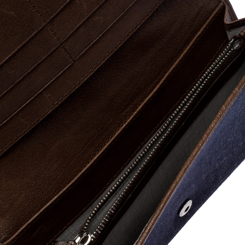 

Brunello Cucinelli Denim and Leather Long Wallet, Blue
