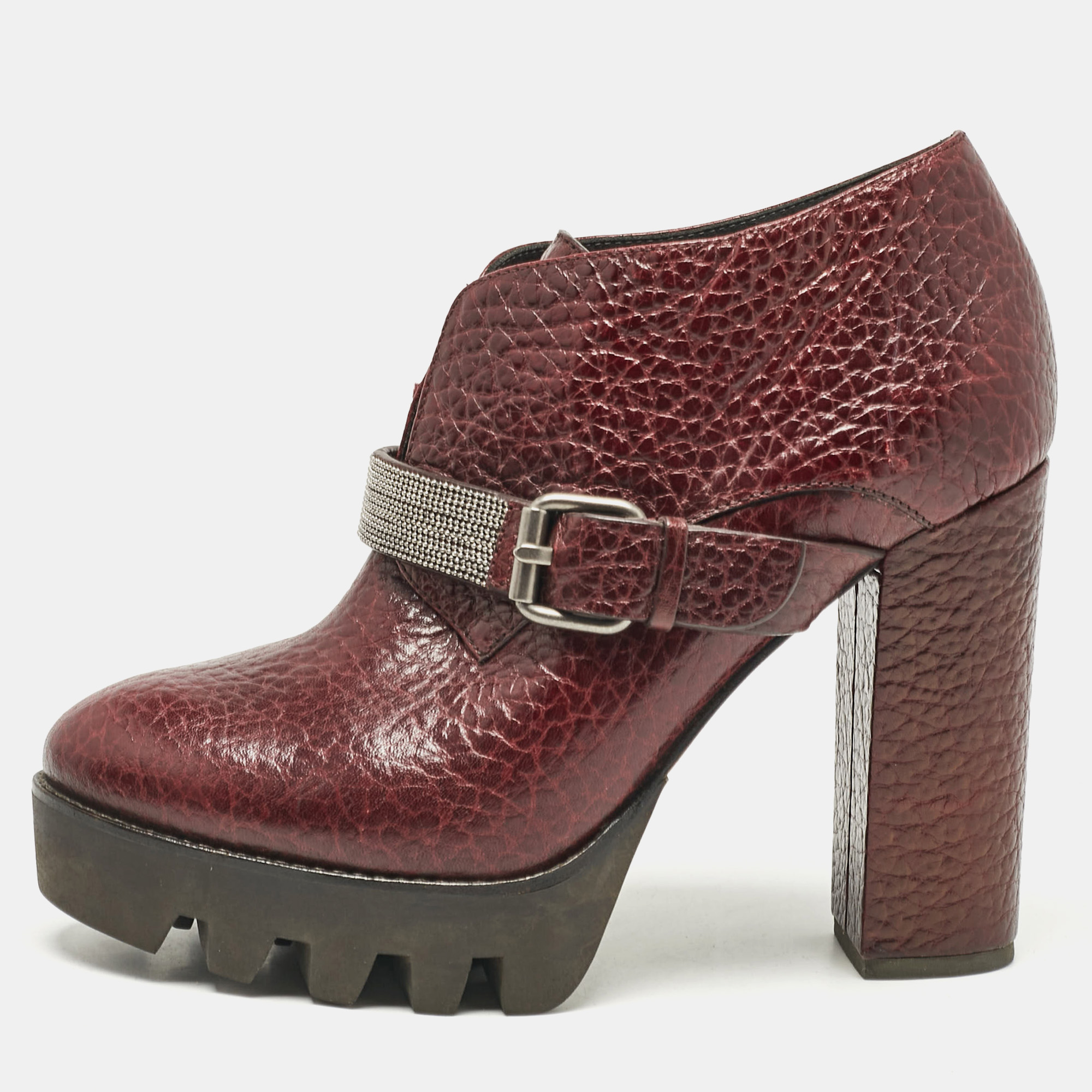 

Brunello Cucinelli Burgundy Ankle Length Boots Size