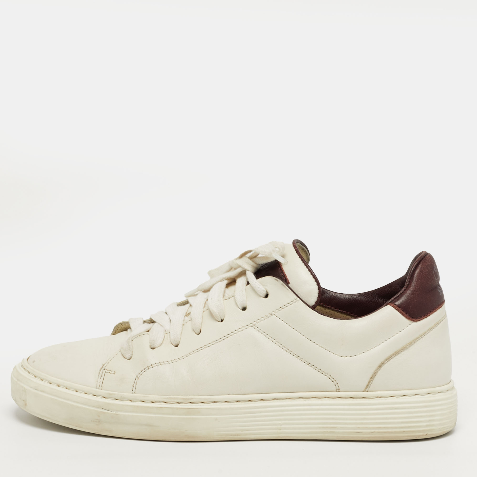 

Brunello Cucinelli Size  Burgundy/White Leather Lace Up Sneakers