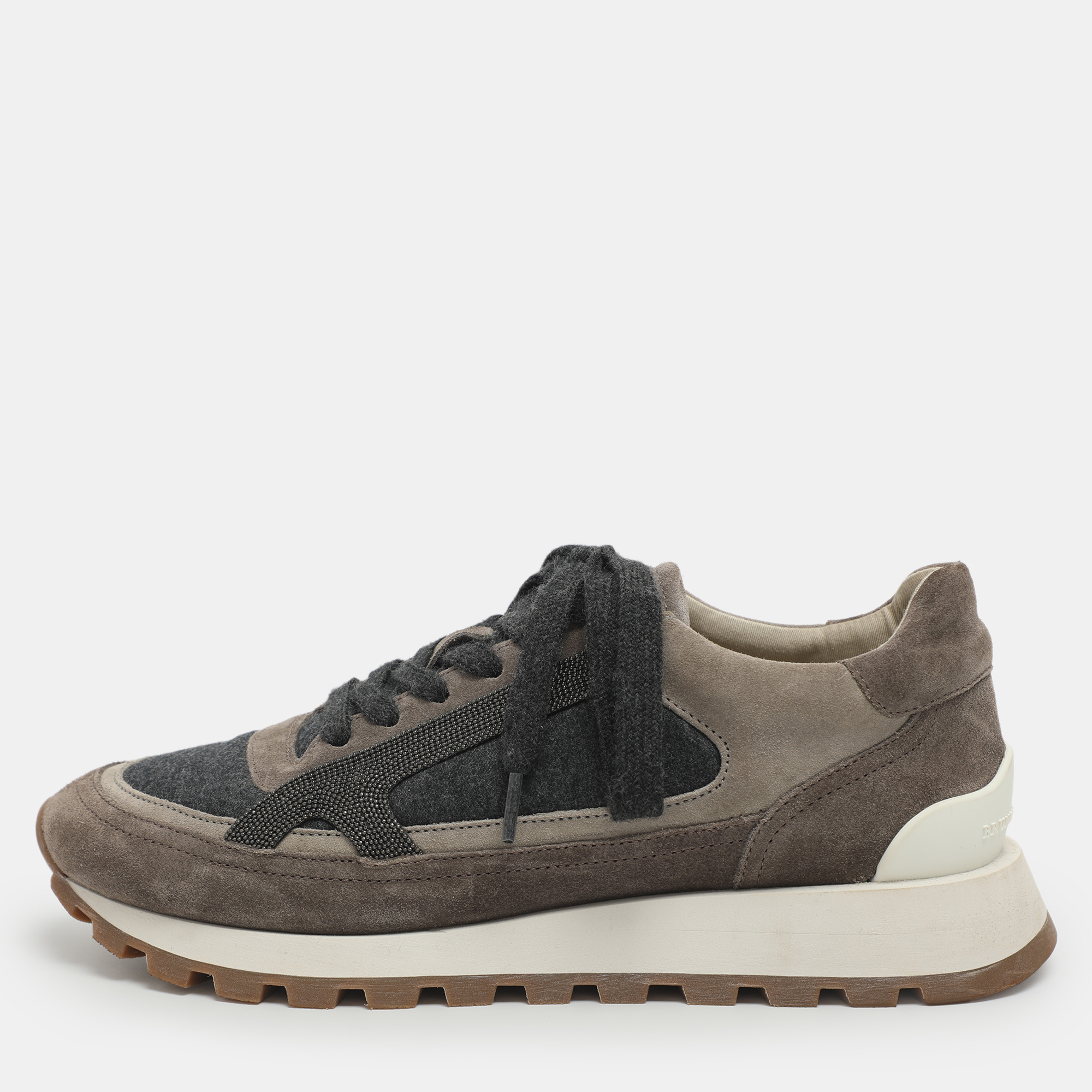 

Brunello Cucinelli Size 38 Multicolor Suede and Wool Low Top Sneakers