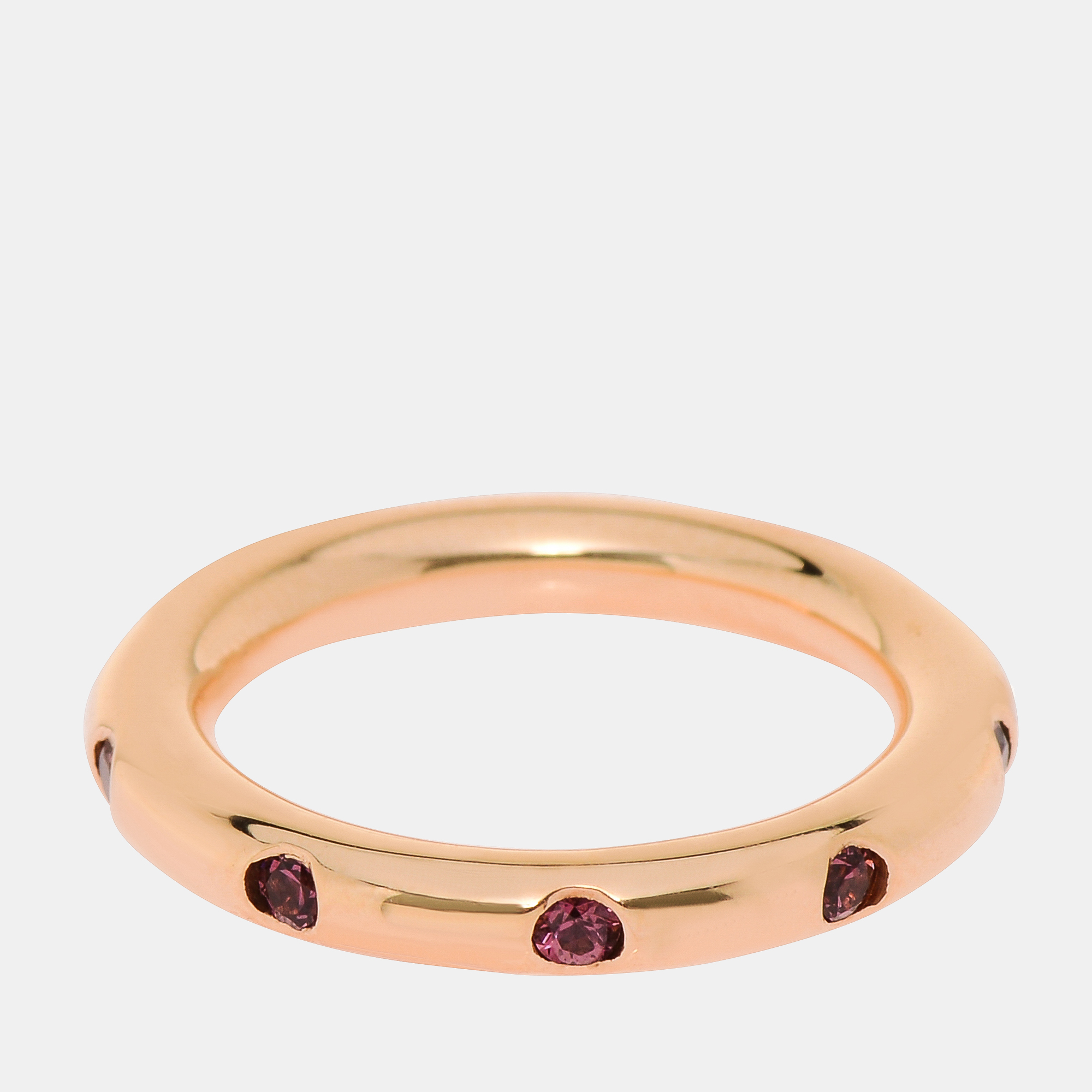 

Bucherer 18K Rose Gold and Red Rhodolite Band Ring sz. 7.75