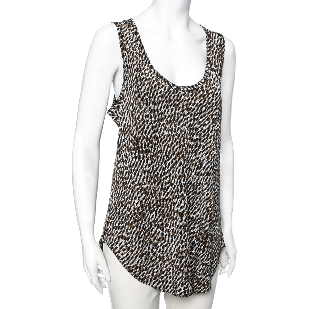 

Burberry Brit Brown Sand Printed Silk Sleeveless Top