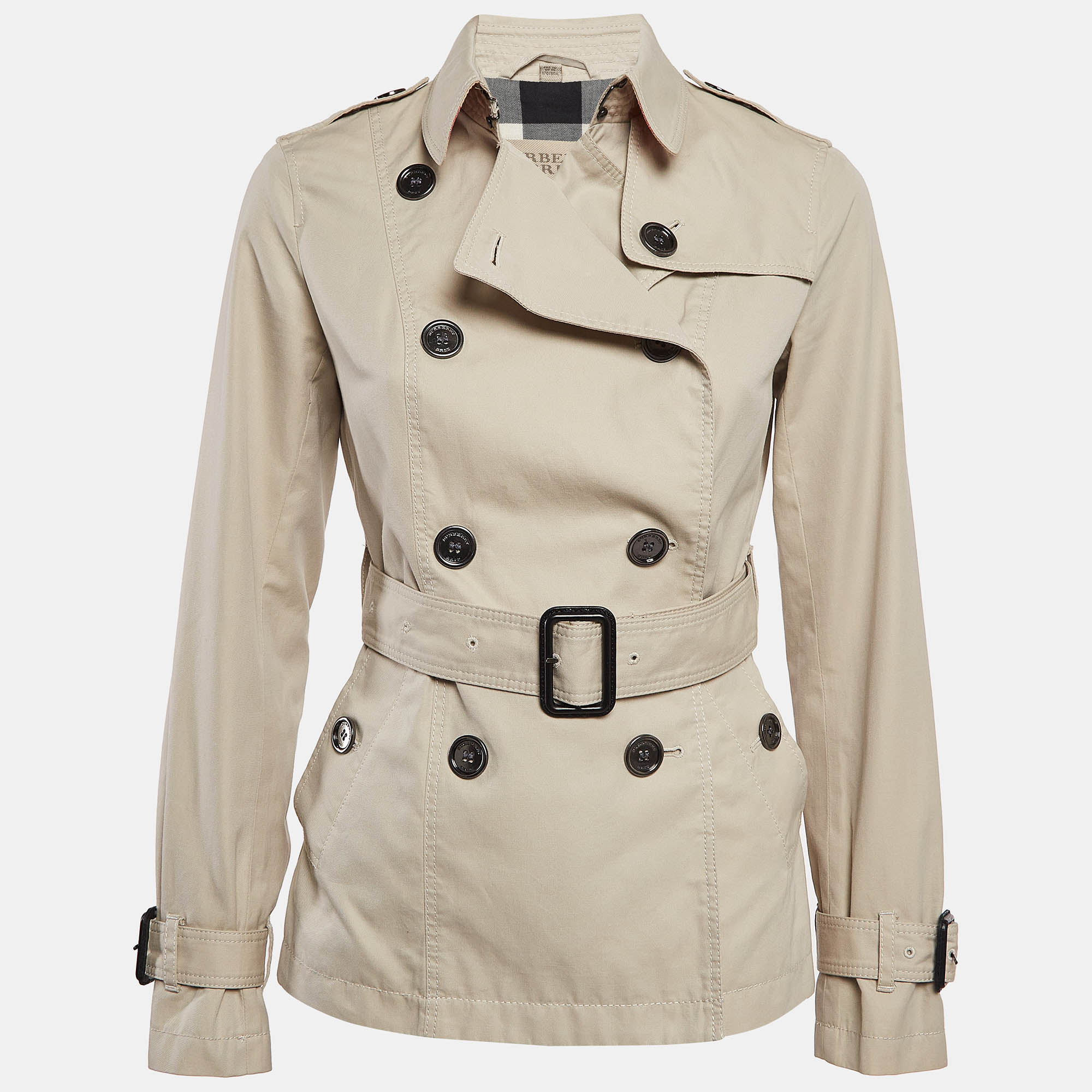 

Burberry Brit Beige Gabardine Belted Short Coat S