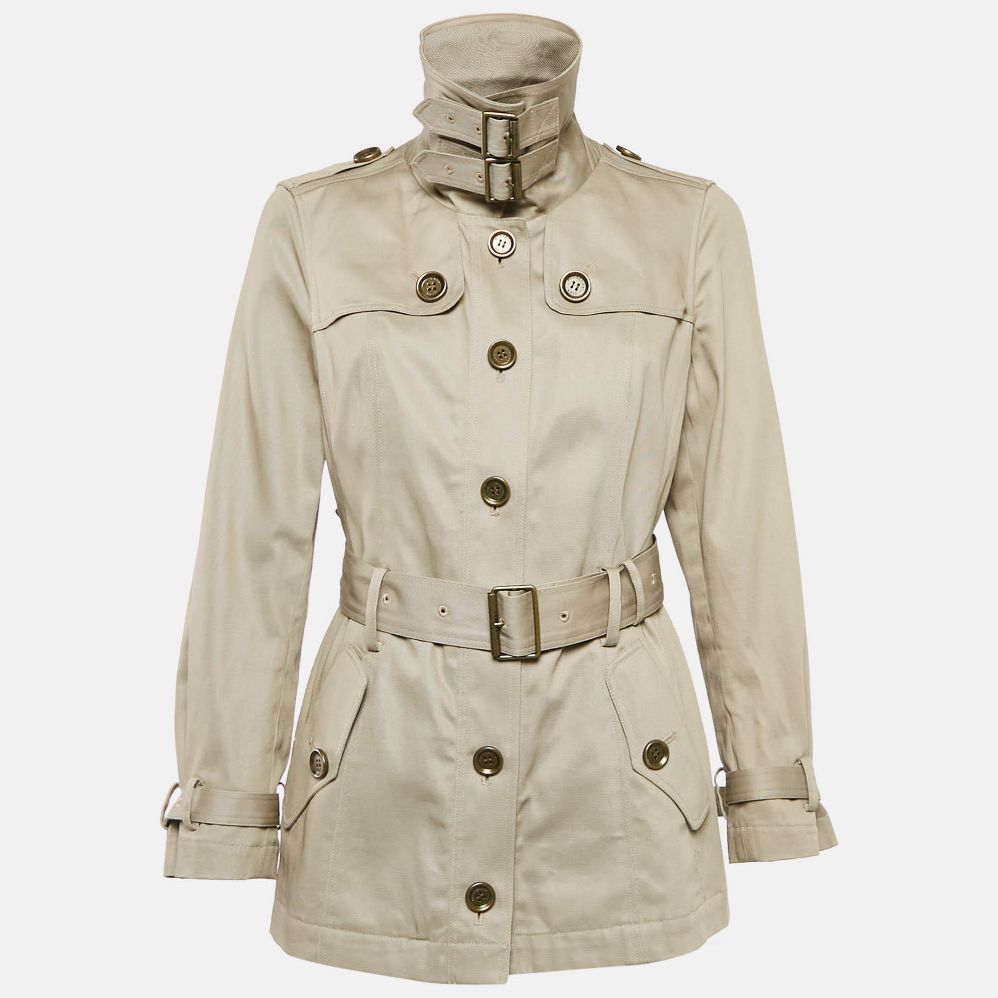 

Burberry Brit Beige Gabardine Cotton Short Trench Coat M