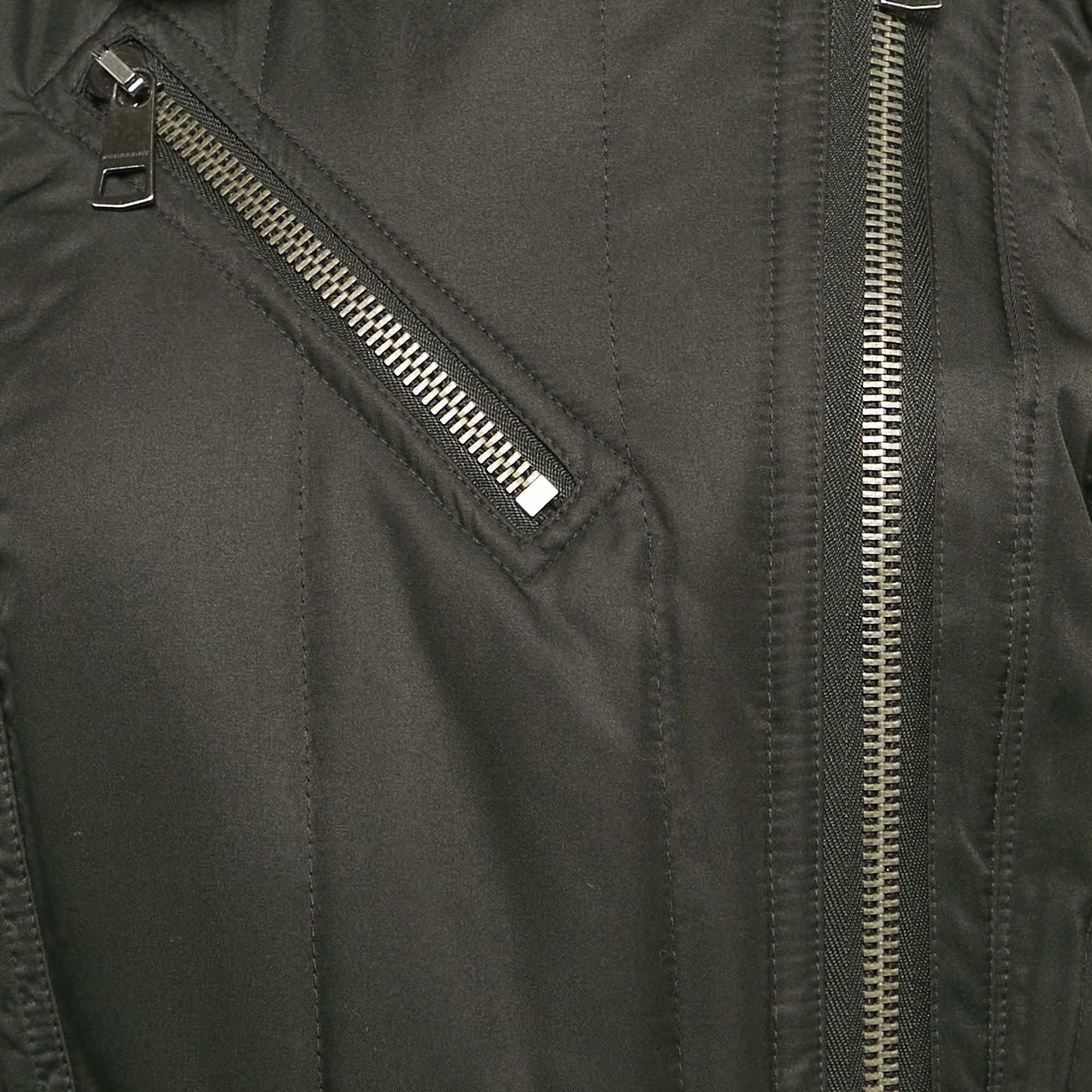 Burberry Brit Black Synthetic Detachable Fur Collar-Cuff Zip-Up Jacket M 