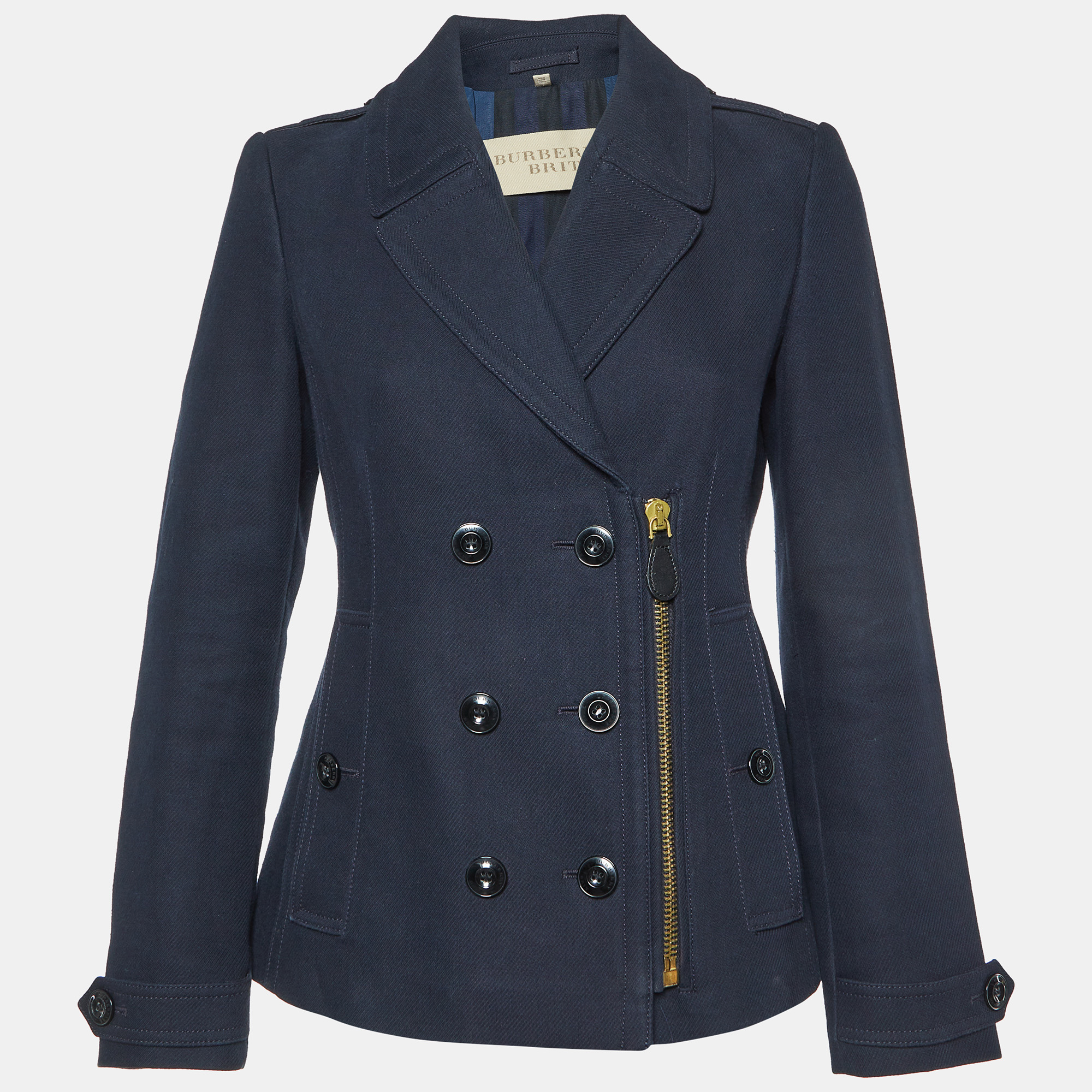 

Burberry Brit Navy Blue Cotton Double Breasted Peacoat S