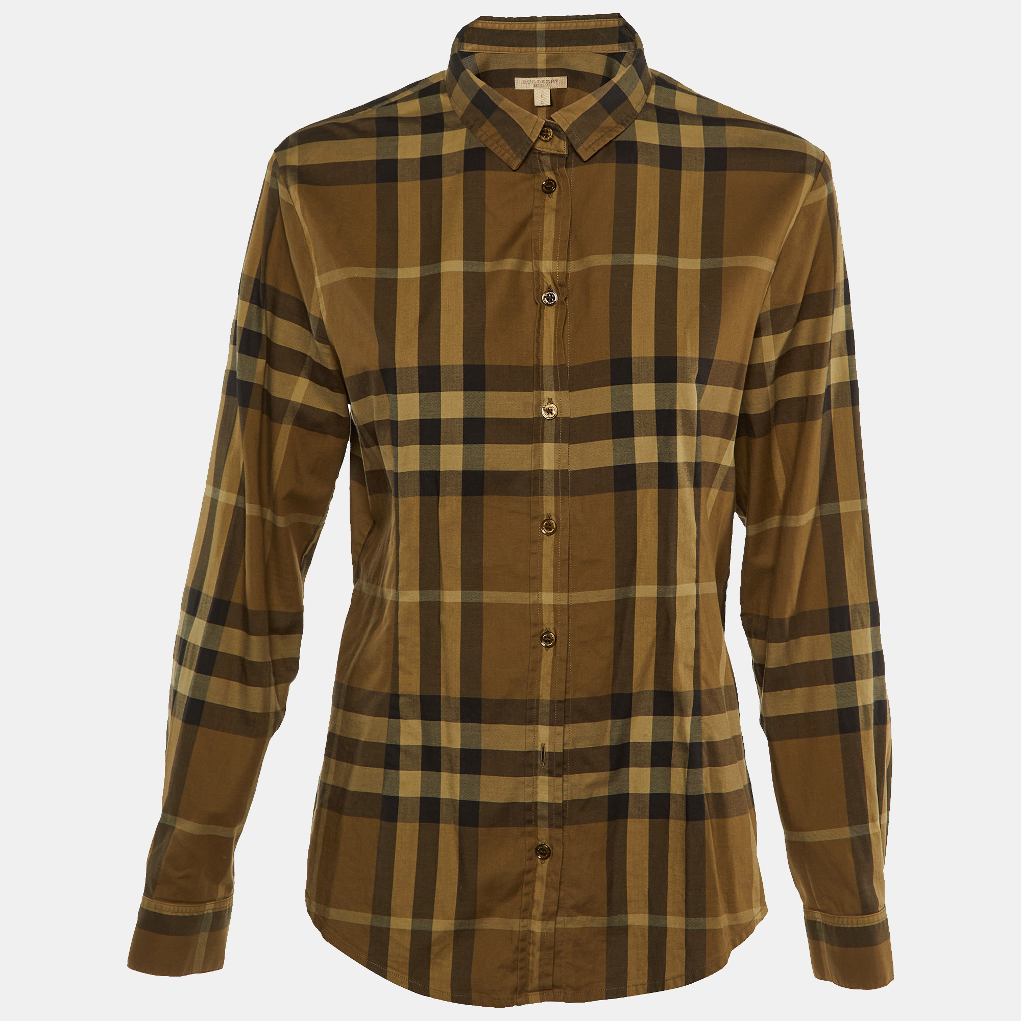 

Burberry Brit Khaki Green Checkered Cotton Shirt L