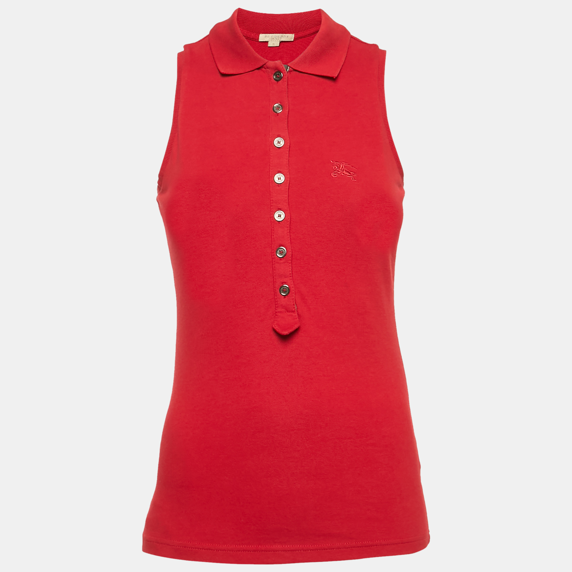 

Burberry Brit Red Cotton Pique Sleeveless Polo T-Shirt S