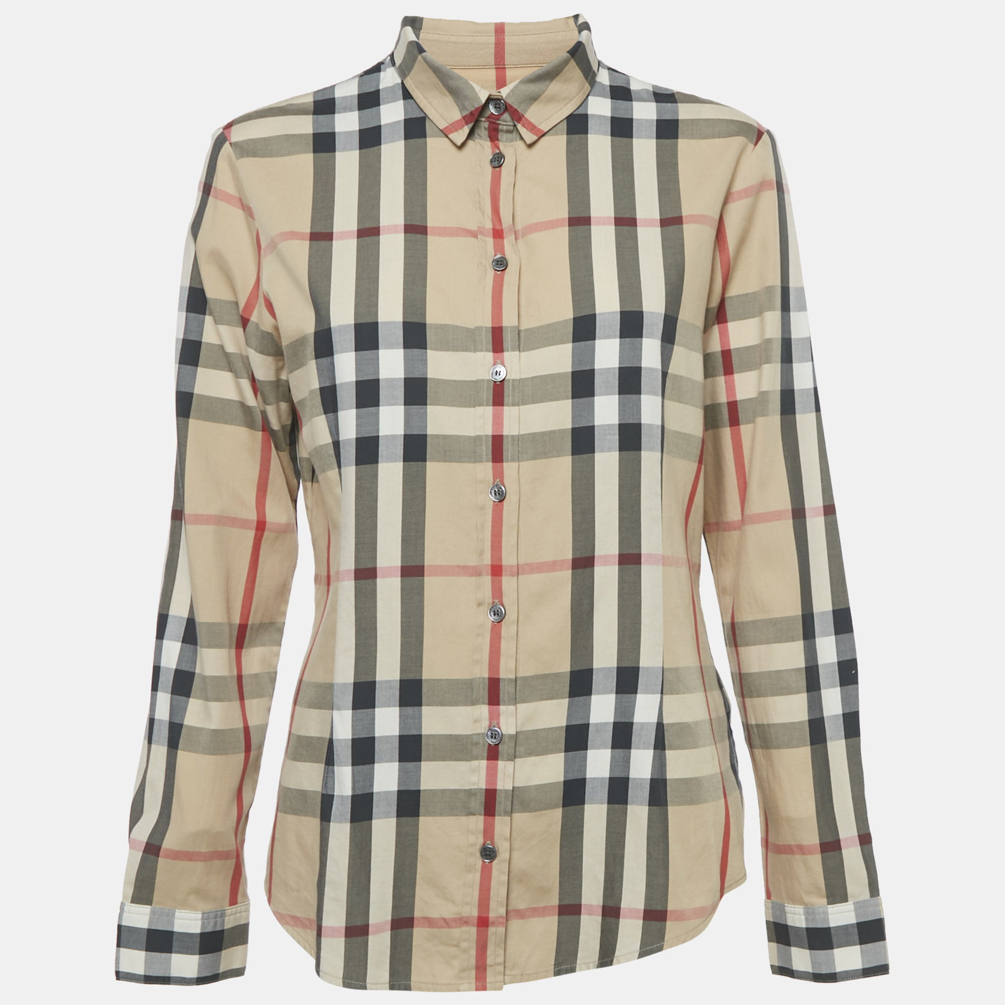 

Burberry Beige Tartan Check Cotton Button Front Shirt L