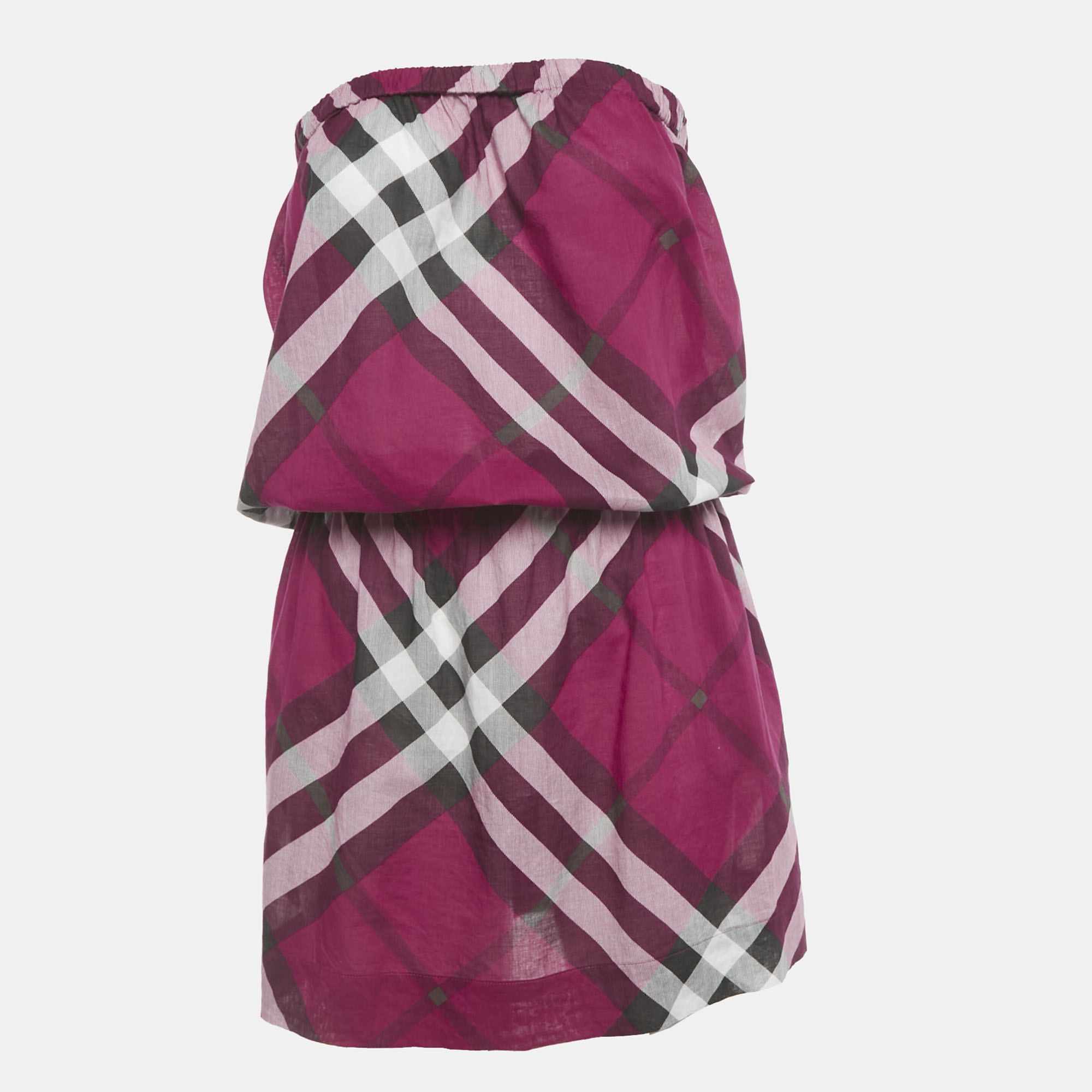Burberry Brit Pink Tartan Check Cotton Mini Dress L
