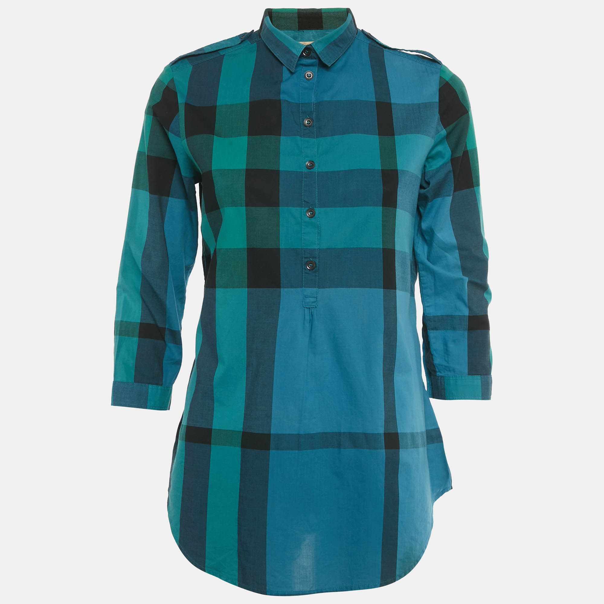 

Burberry Brit Blue/Green Nova Check Print Cotton Top XS