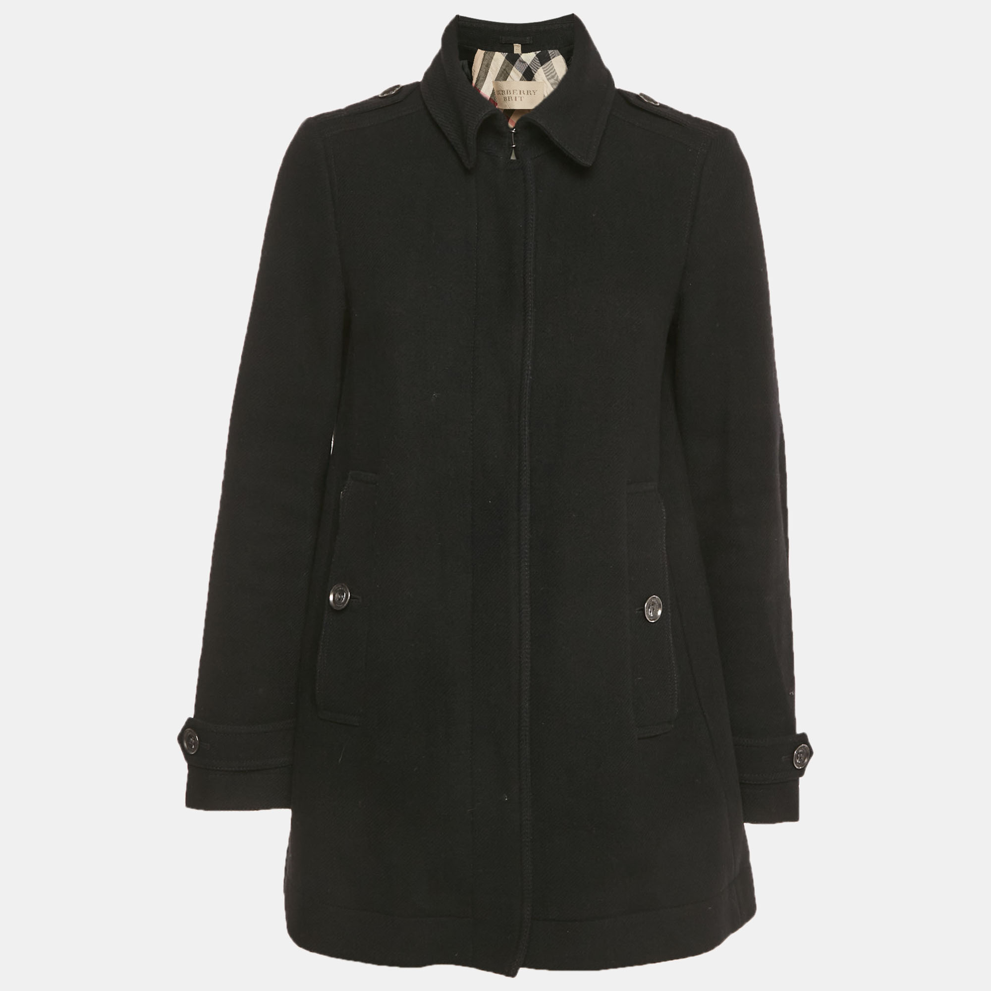 BURBERRY Pre-owned Black Wool Blend Short Coat S
