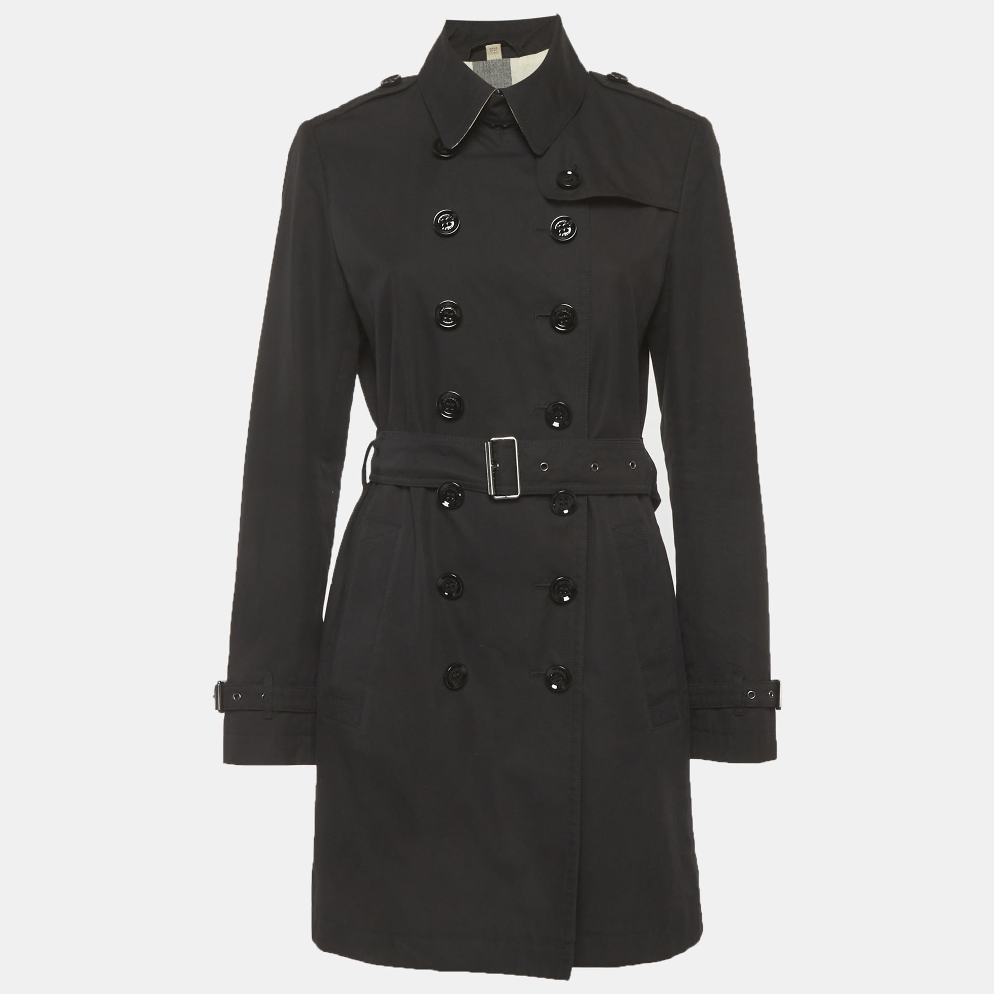 

Burberry Brit Black Gabardine Belted Trench Coat M