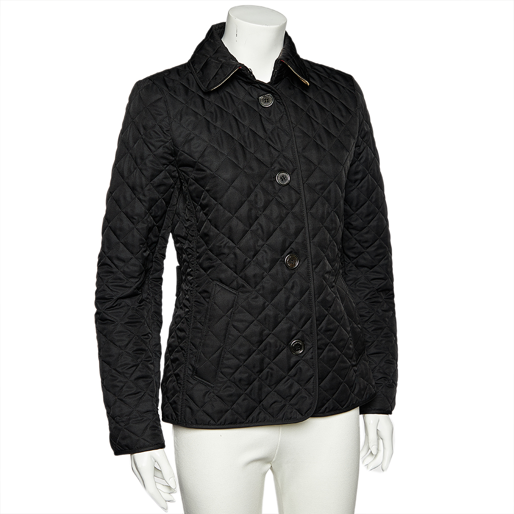 

Burberry Brit Black Diamond Quilted Button Front Jacket