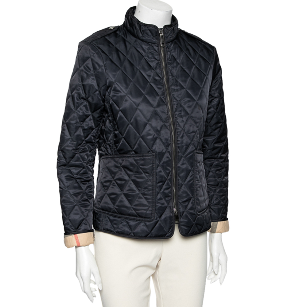 

Burberry Brit Navy Blue Diamond Quilted Synthetic Zip Front Jacket