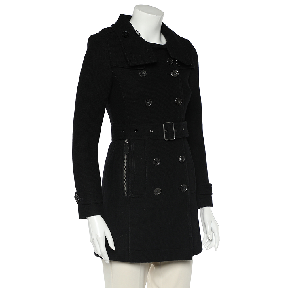 

Burberry Brit Black Wool Double Breasted Belted Coat
