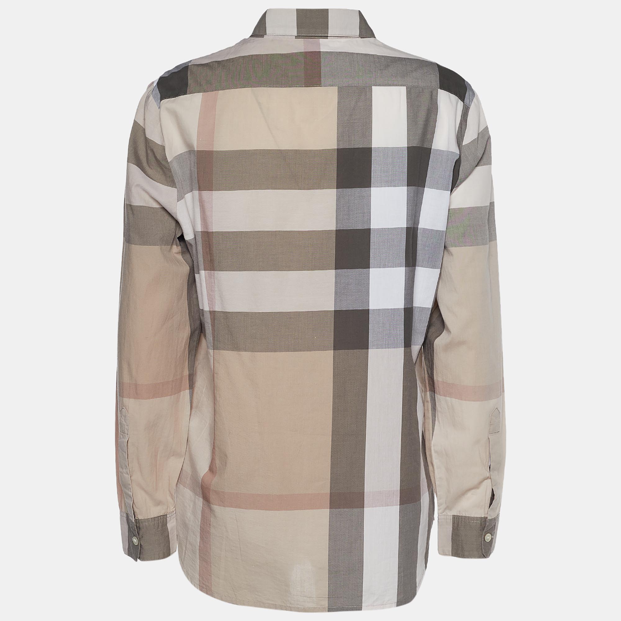 

Burberry Brit Beige Novacheck Print Cotton Concealed Button Front Shirt