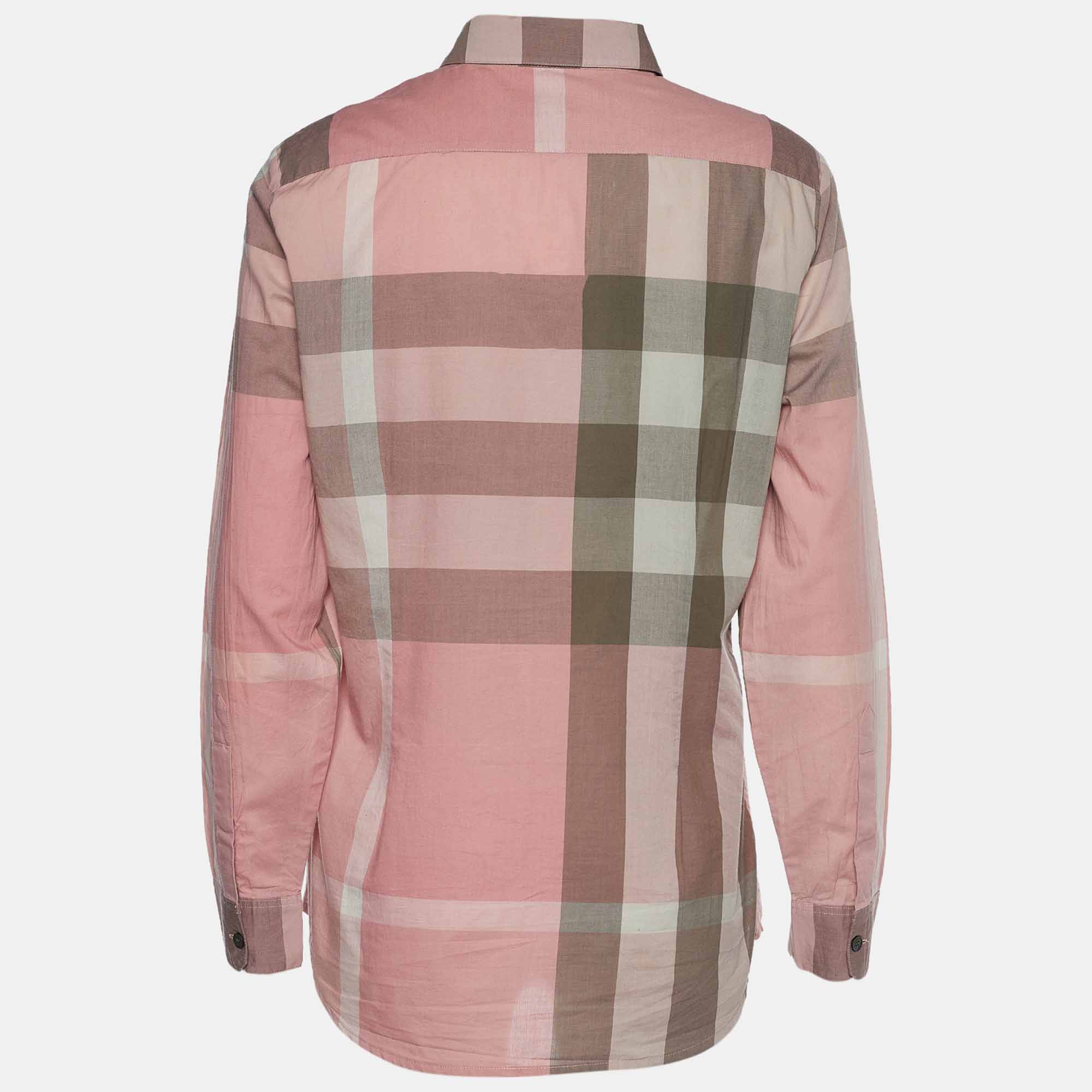 

Burberry Brit Pink Check Print Cotton Button Front Shirt