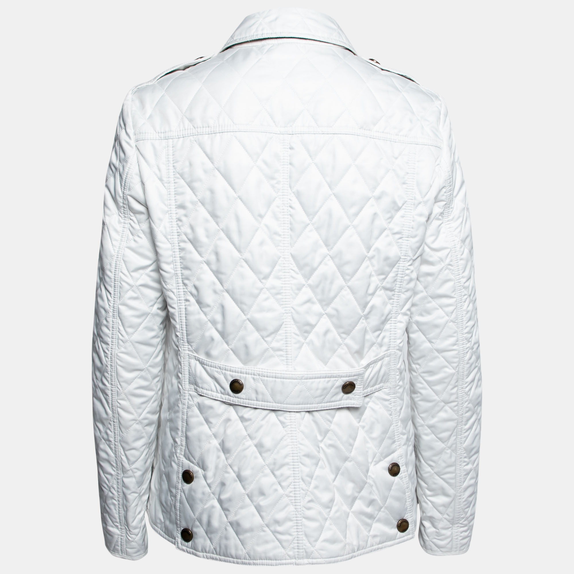 

Burberry Brit White Diamond Quilted Tilbrooke Button Front Jacket