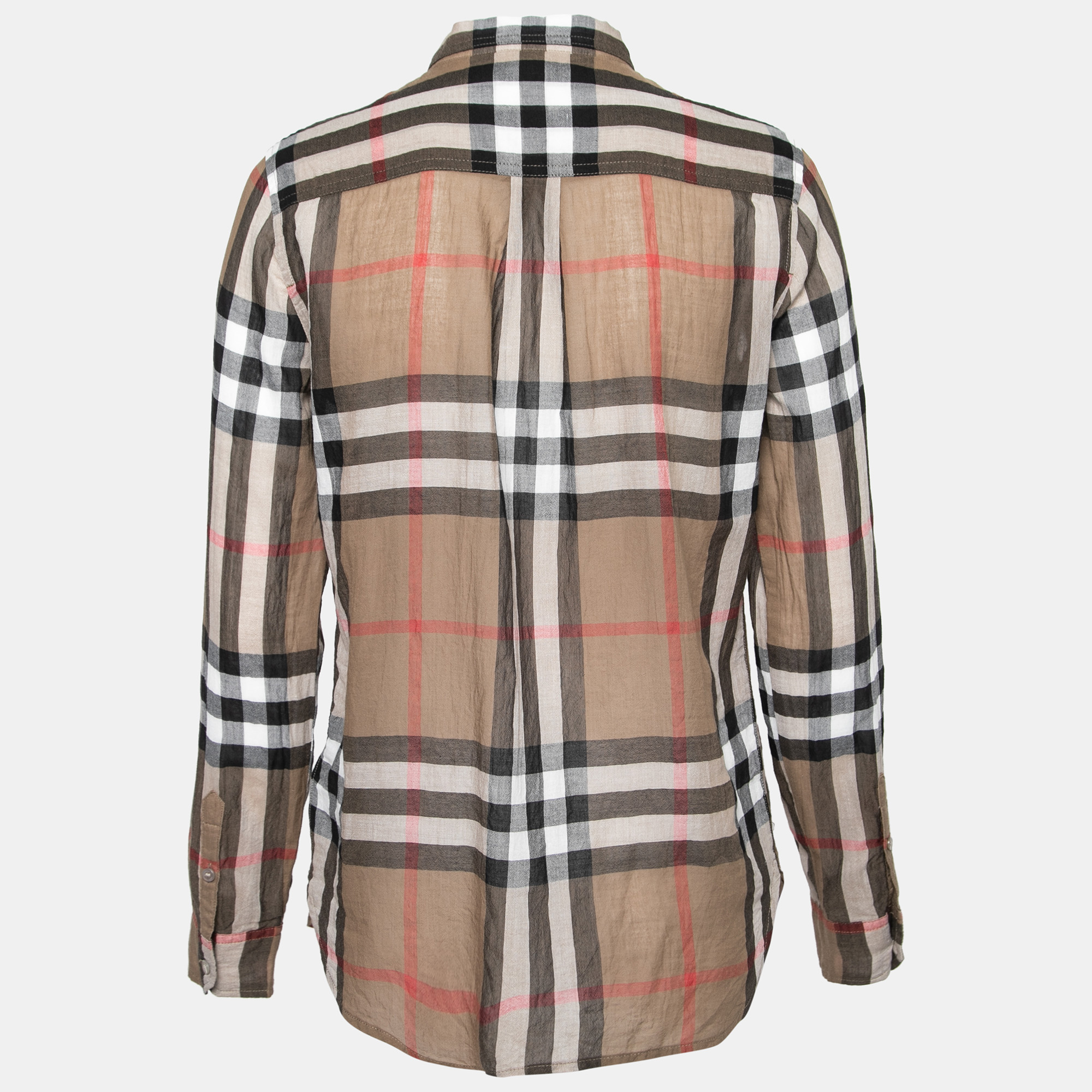 

Burberry Brit Brown Checked Cotton Pocketed Blouse