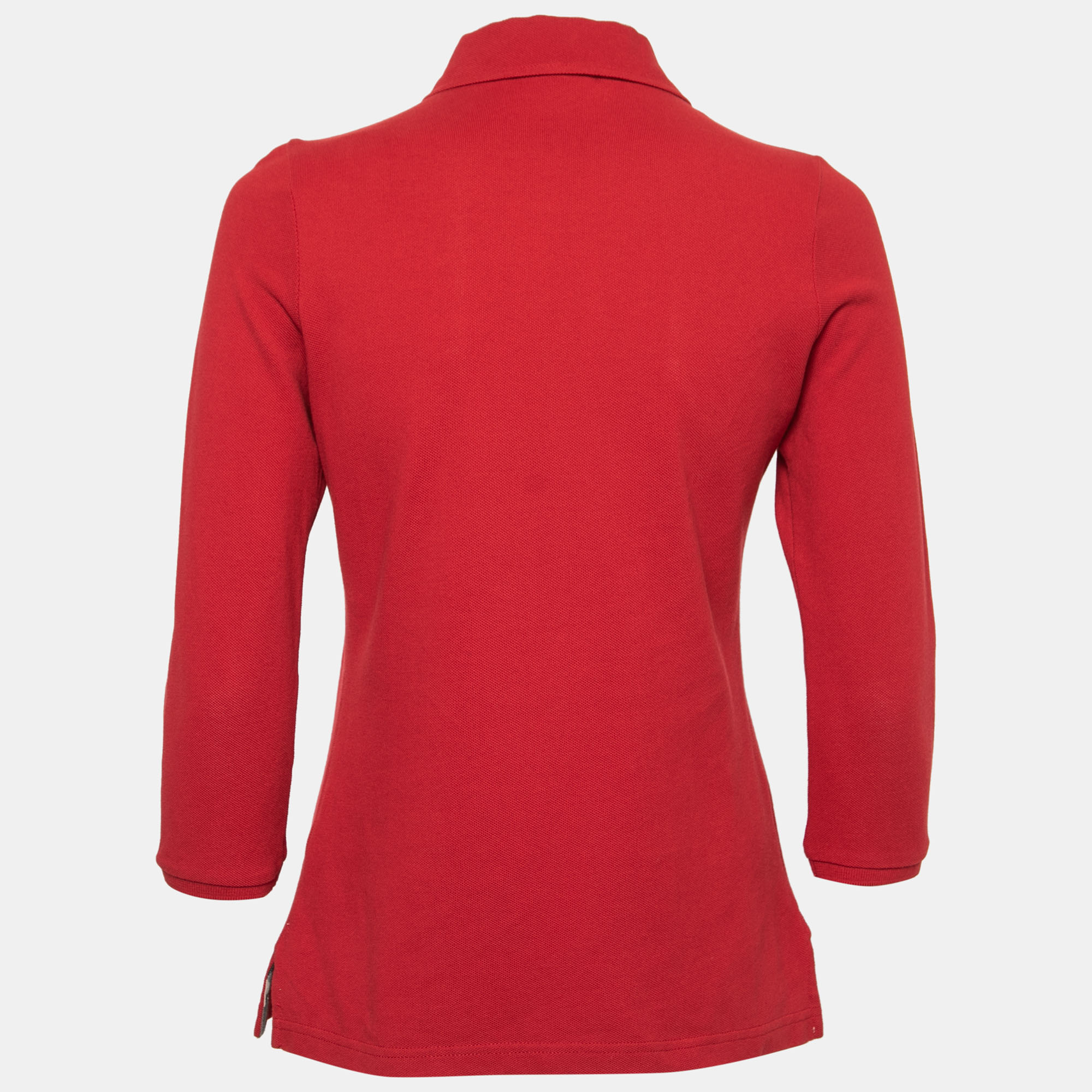 

Burberry Brit Red Cotton Pique Long Sleeve Polo Shirt