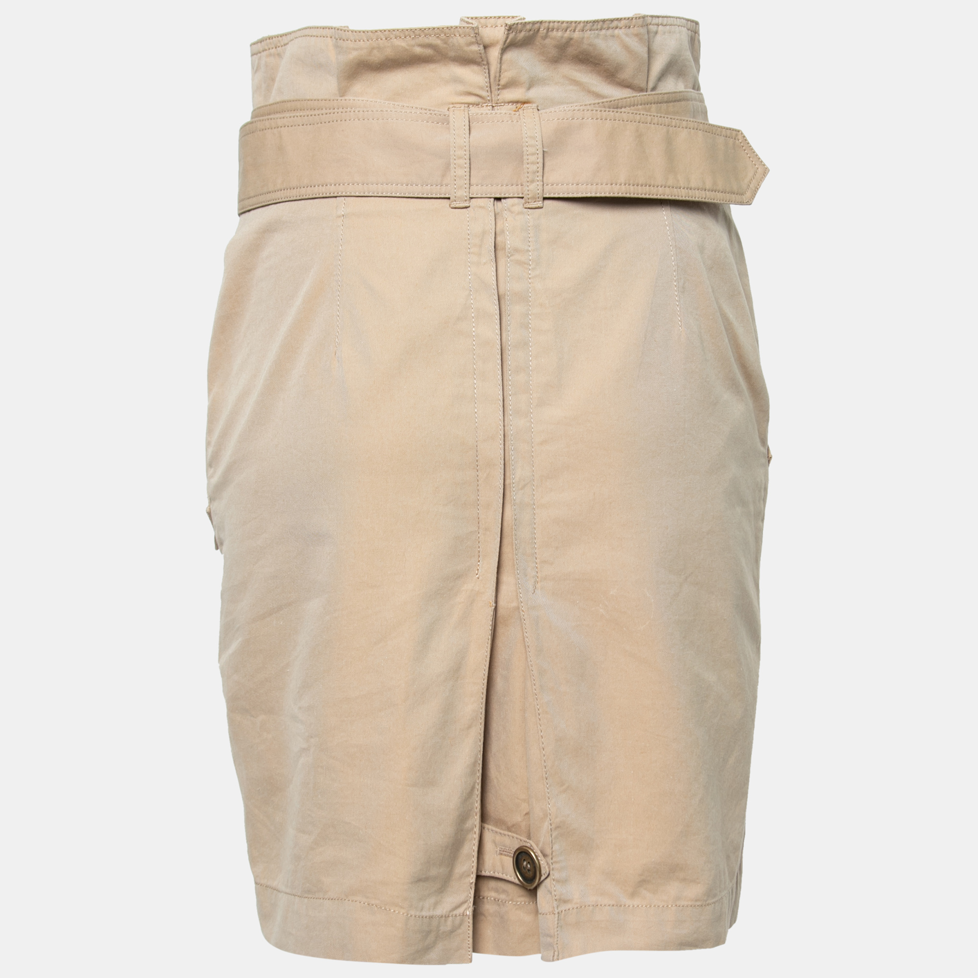 

Burberry Brit Beige Cotton Button Front Belted Skirt