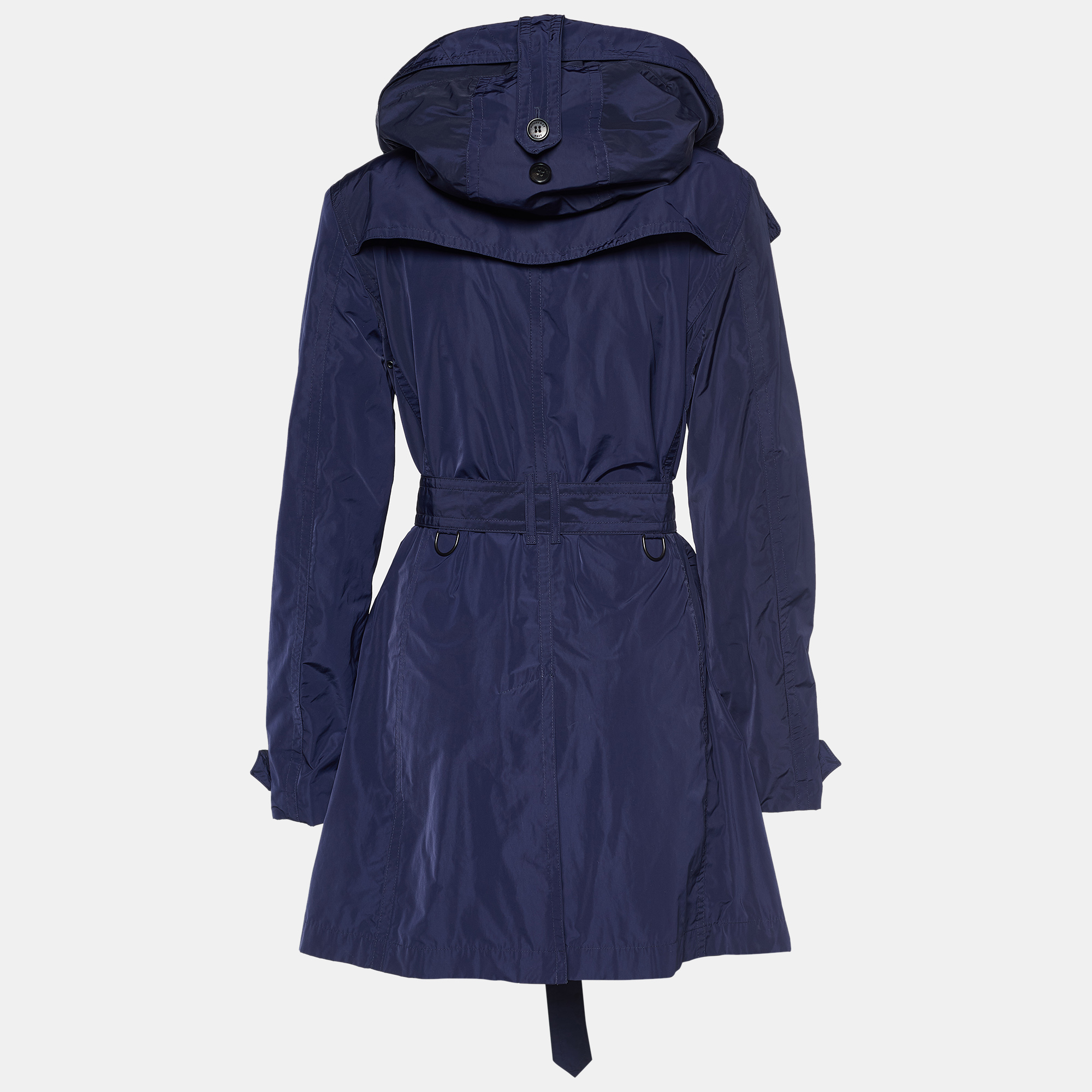 

Burberry Brit Navy Blue Synthetic Balmoral Hooded Trench Coat